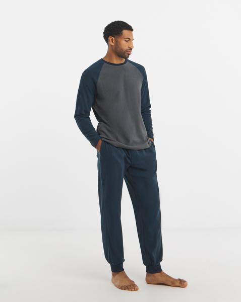 Colour Block Microfleece Pyjamas