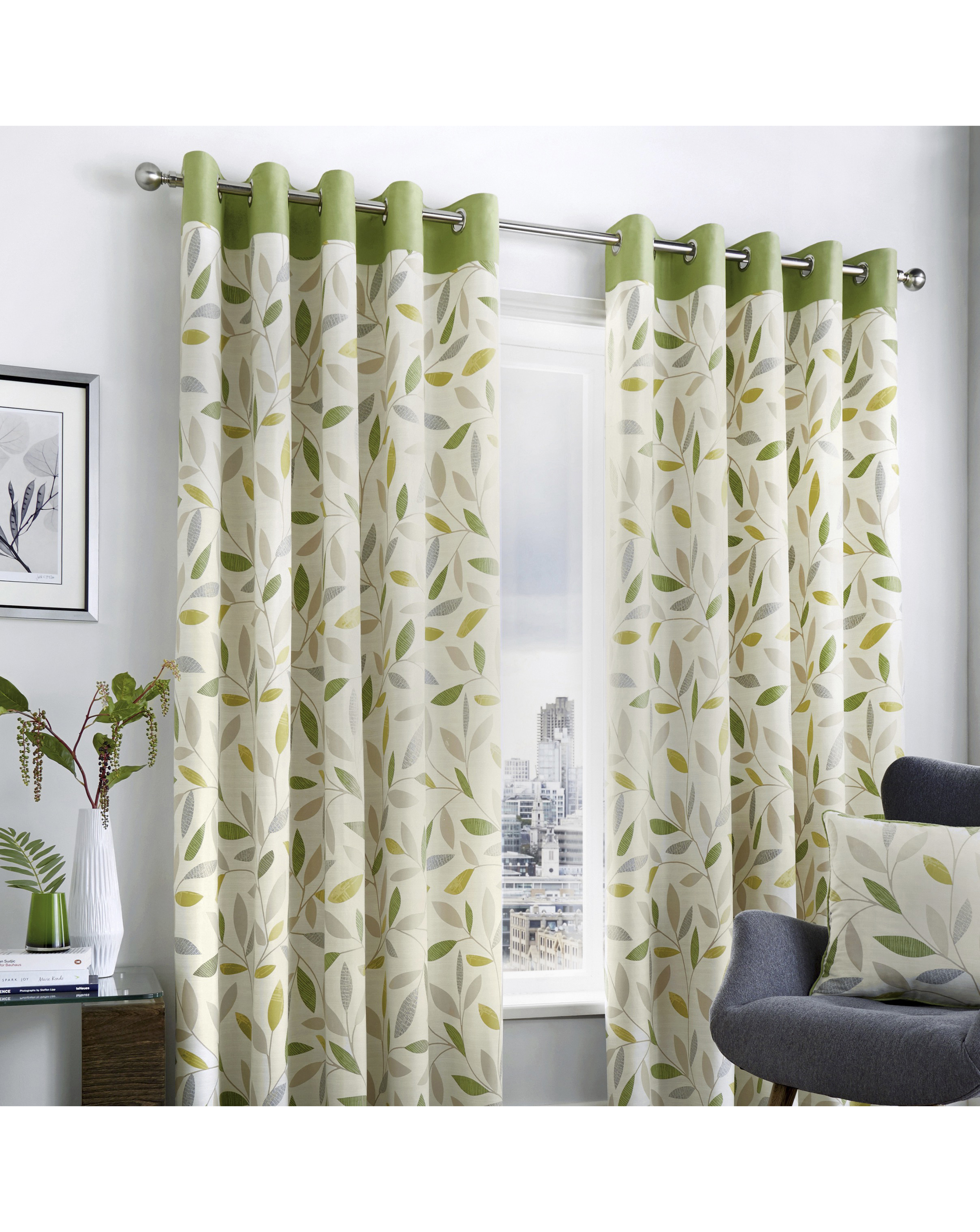 Fusion Men's Green Beechwood Eyelet Curtains