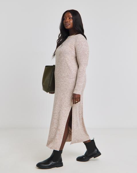 Simply Be - Women's Beige Cosy Marl Maxi Column Dress - Size 20 - Beige/marl - 71% Viscose 26% Polyester 3% Elastane