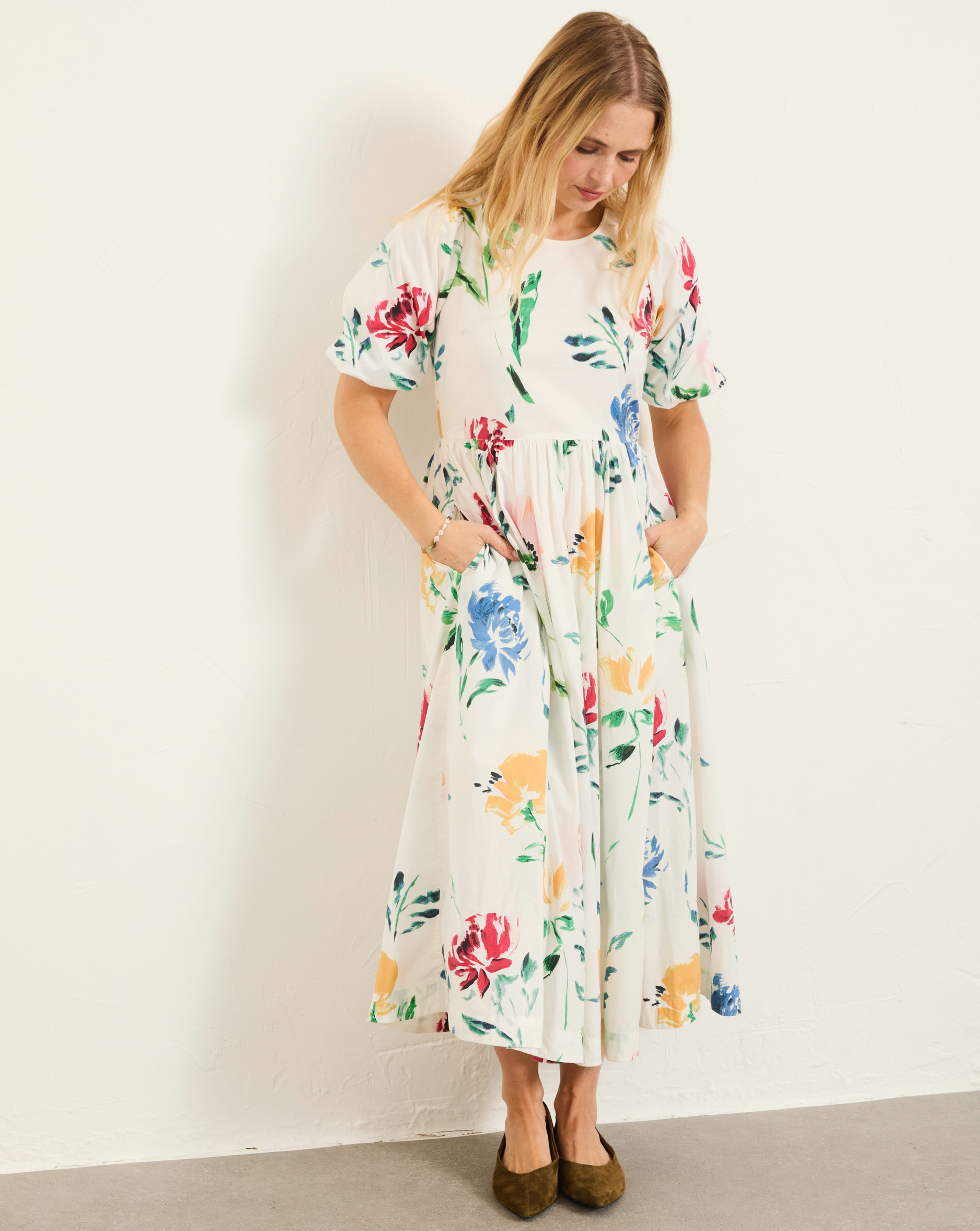 FatFace Women's Midi Dress - Cotton - White