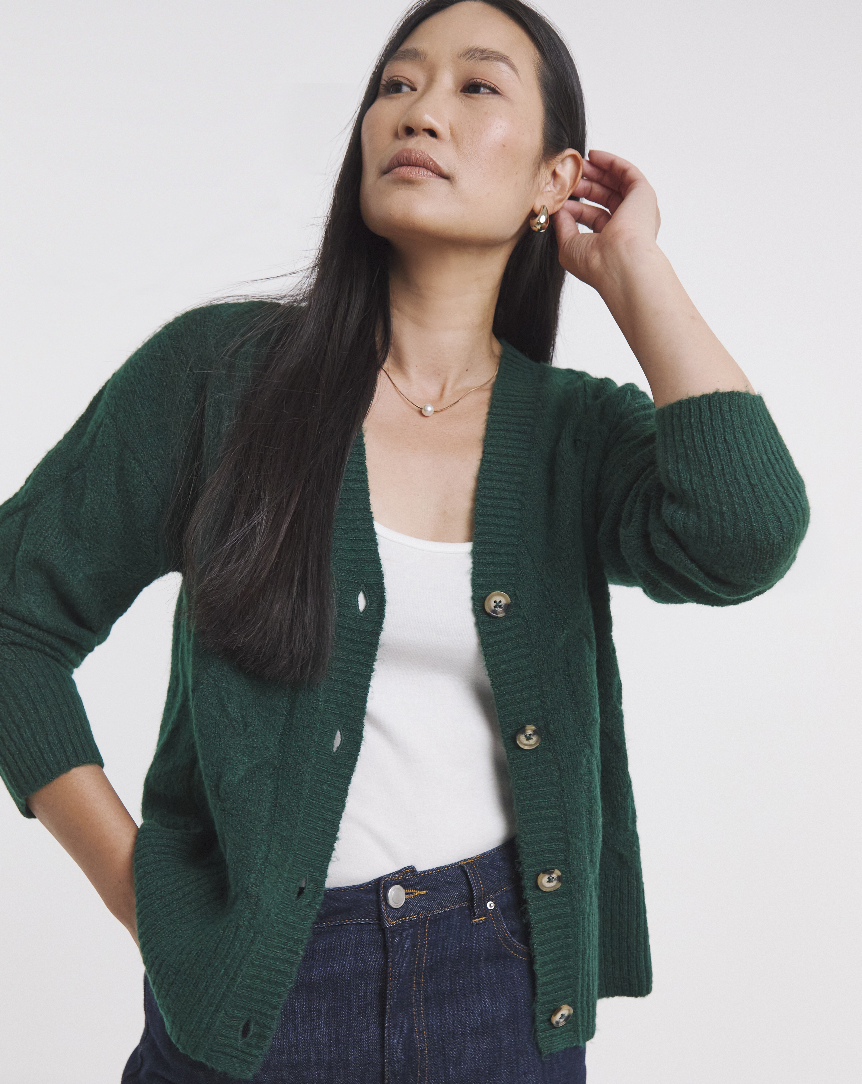 SPONGE CABLE CARDIGAN
