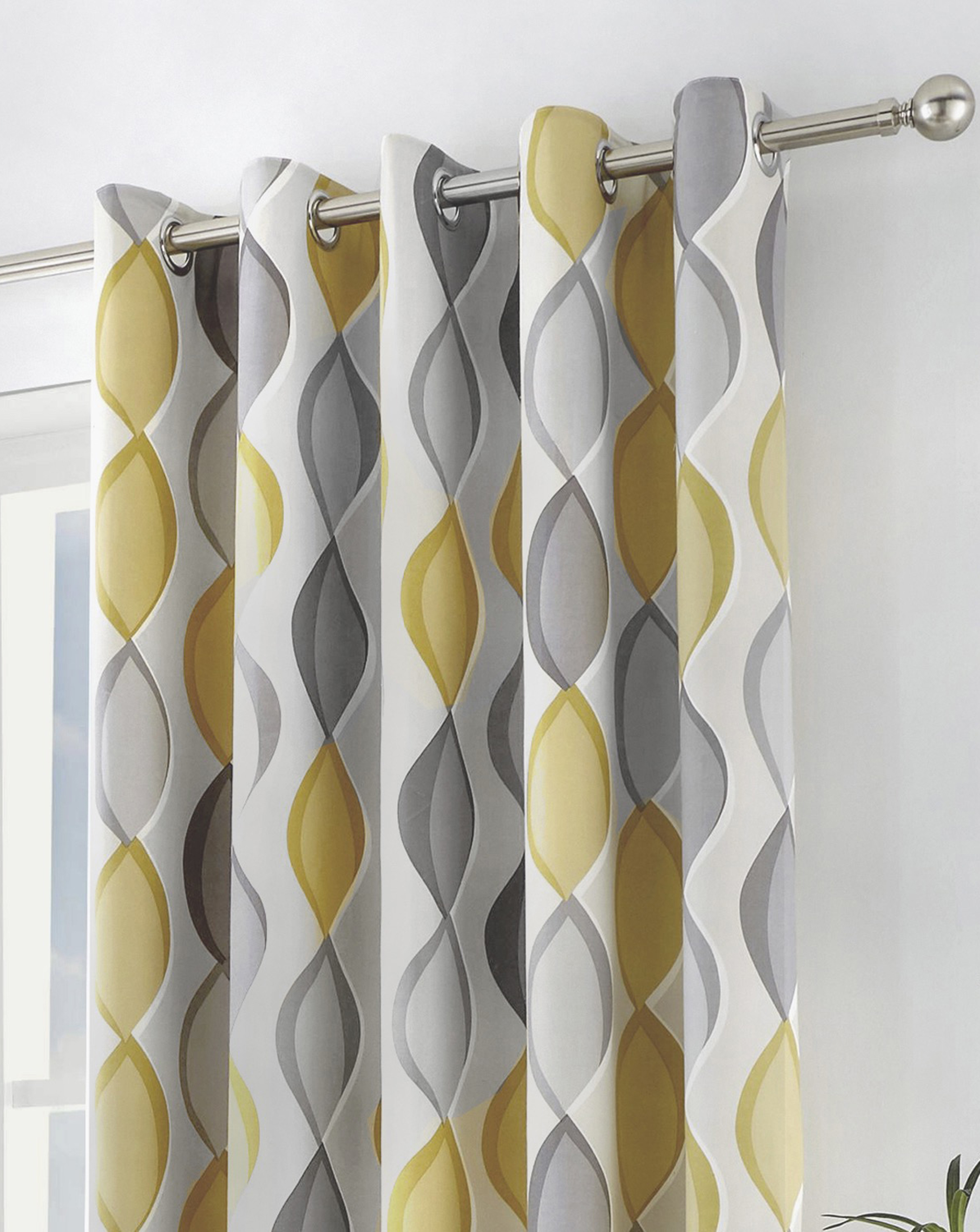 Simply Be Ochre Fusion Lennox Eyelet Curtains Size 117 X 137Cm