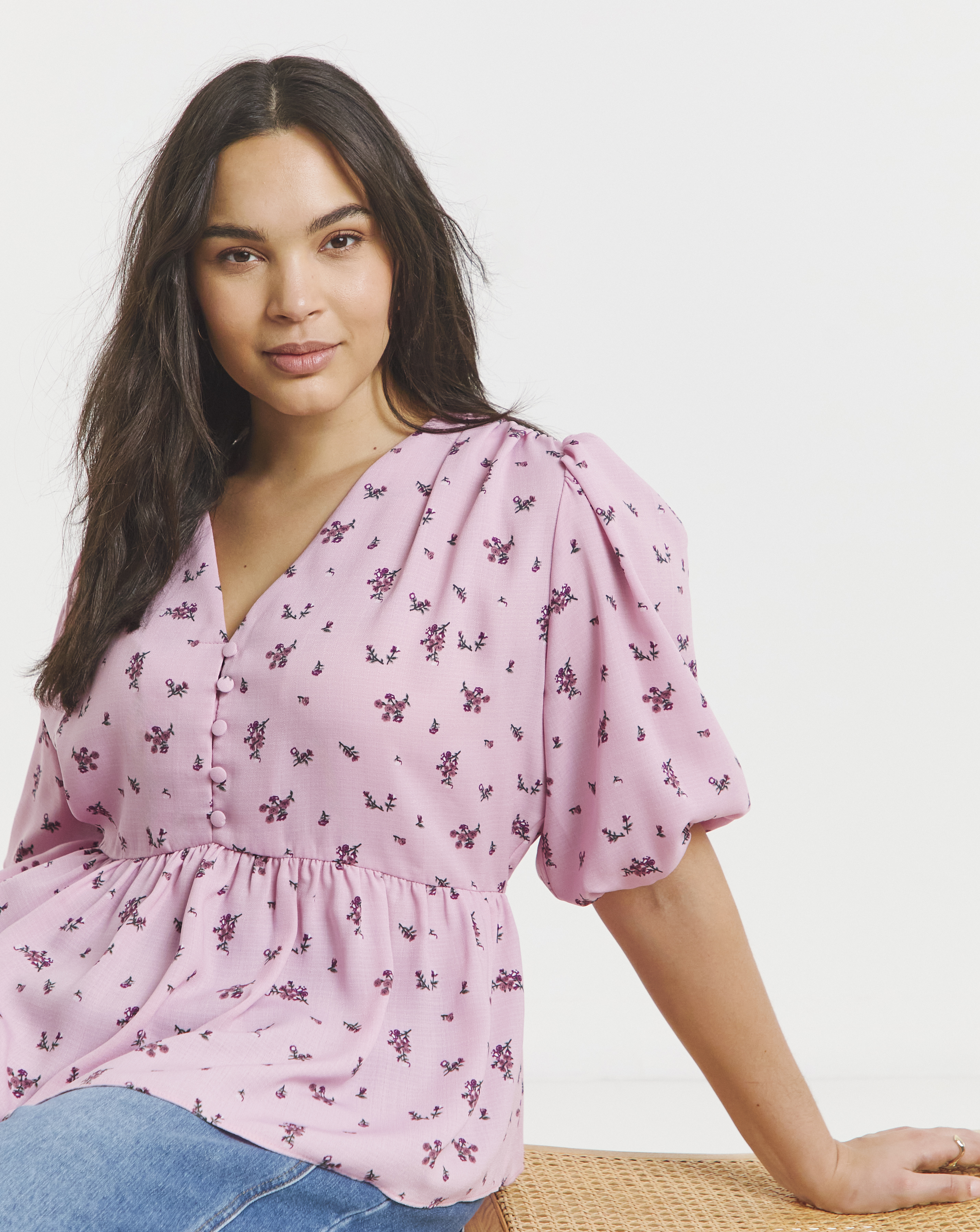 Simply Be Button Through Peplum Blouse
