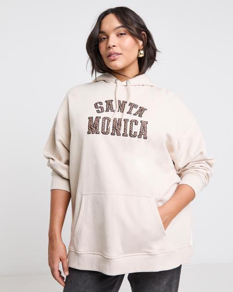 Simply Be Ecru Santa Monica Graphic Hoodie