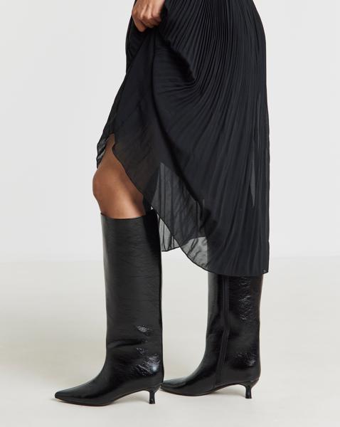 Kitten Heel Straight Boots Wide Curvy