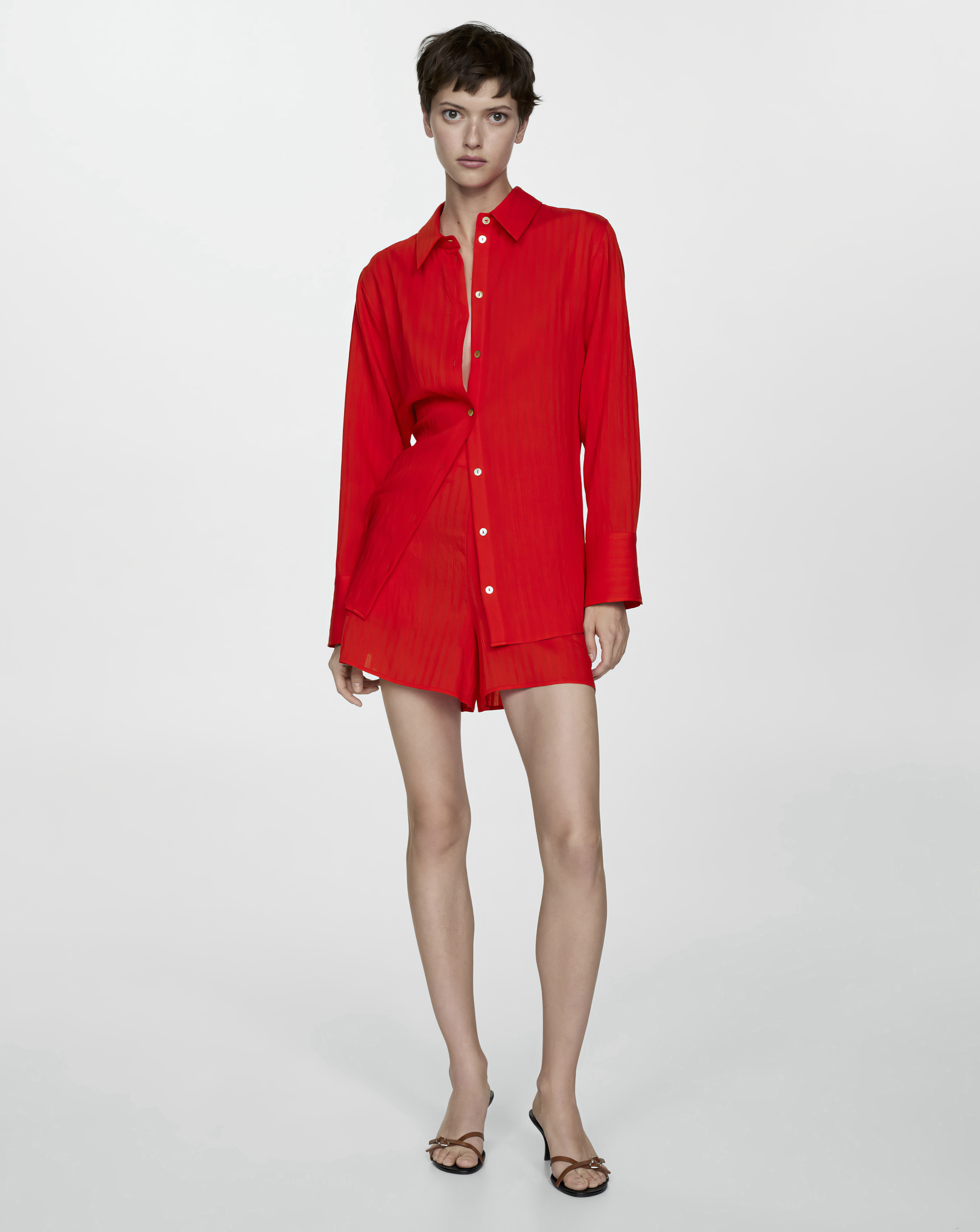 Mango Celestia Stripe Shirt RED - Mango - Size14