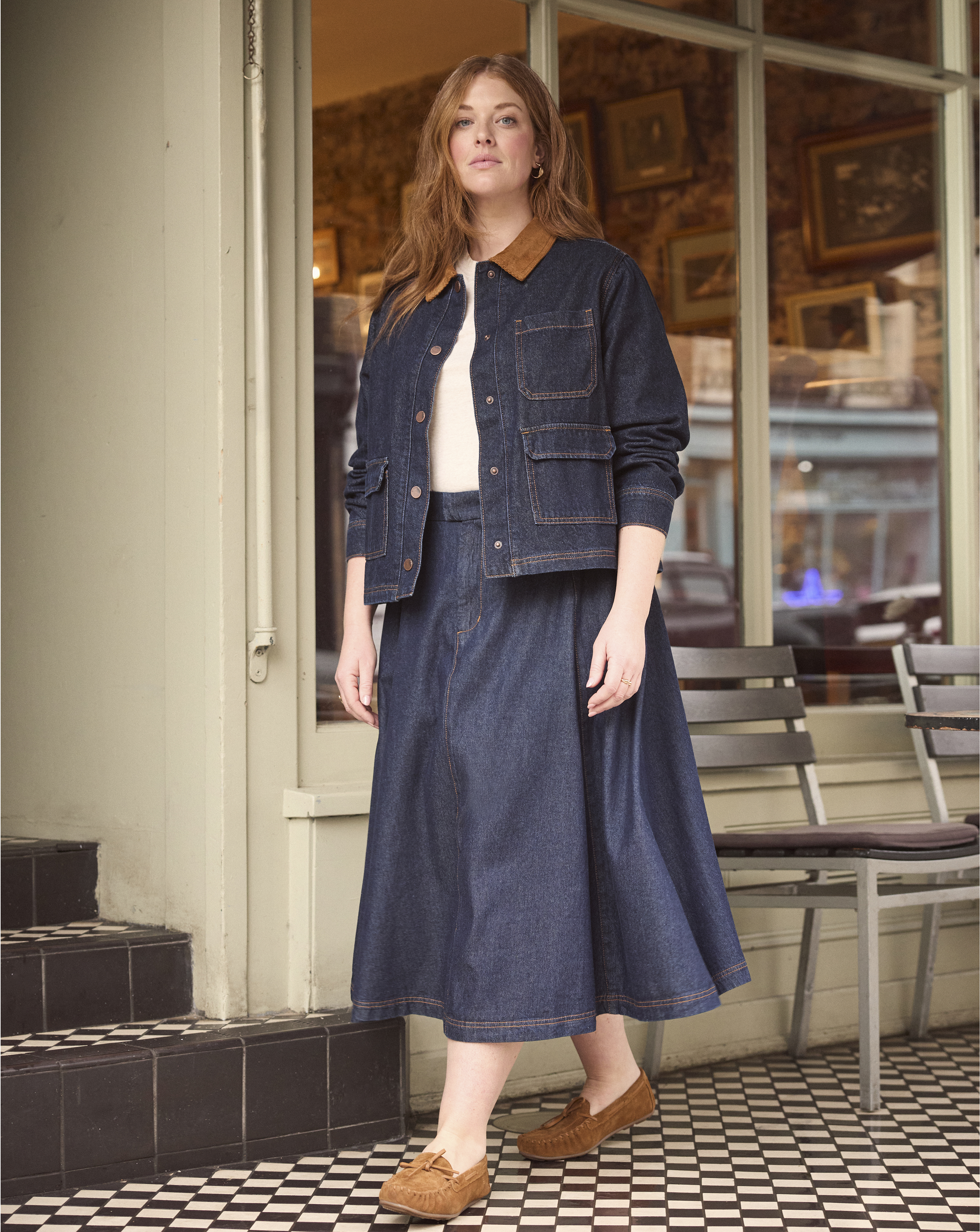 Seamed Full Circle Midi Skirt