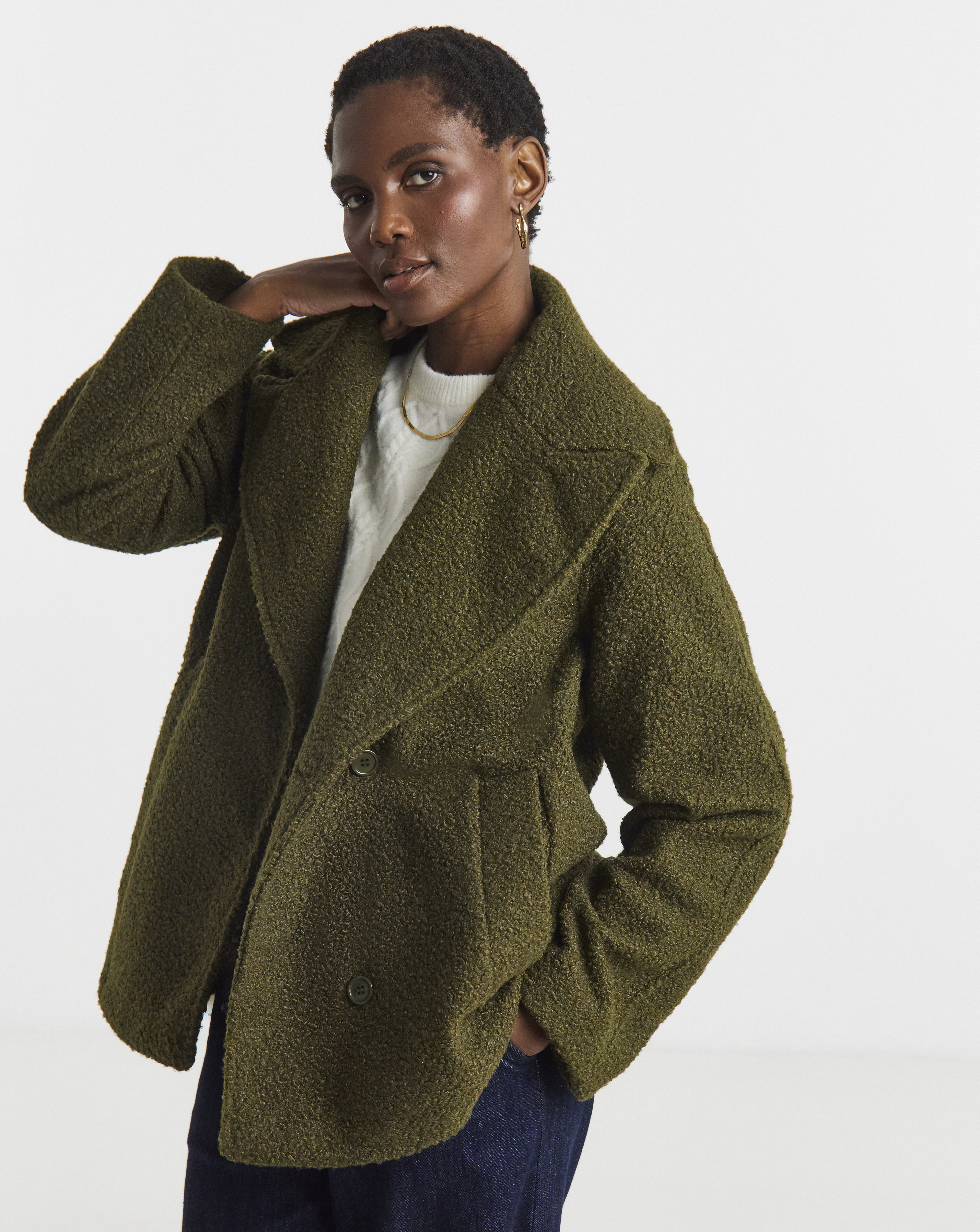 Khaki Cacoon Sleeve Raincoat