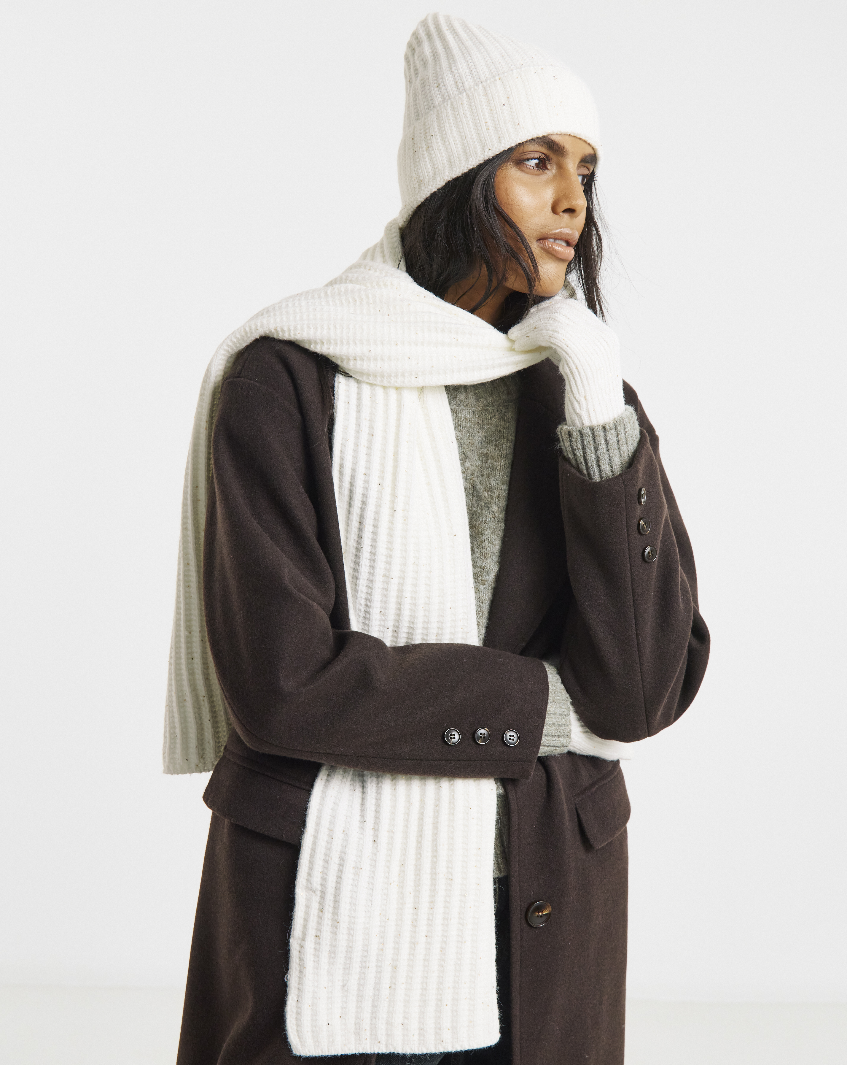 Sequin Detail Scarf, Hat & Glove Set