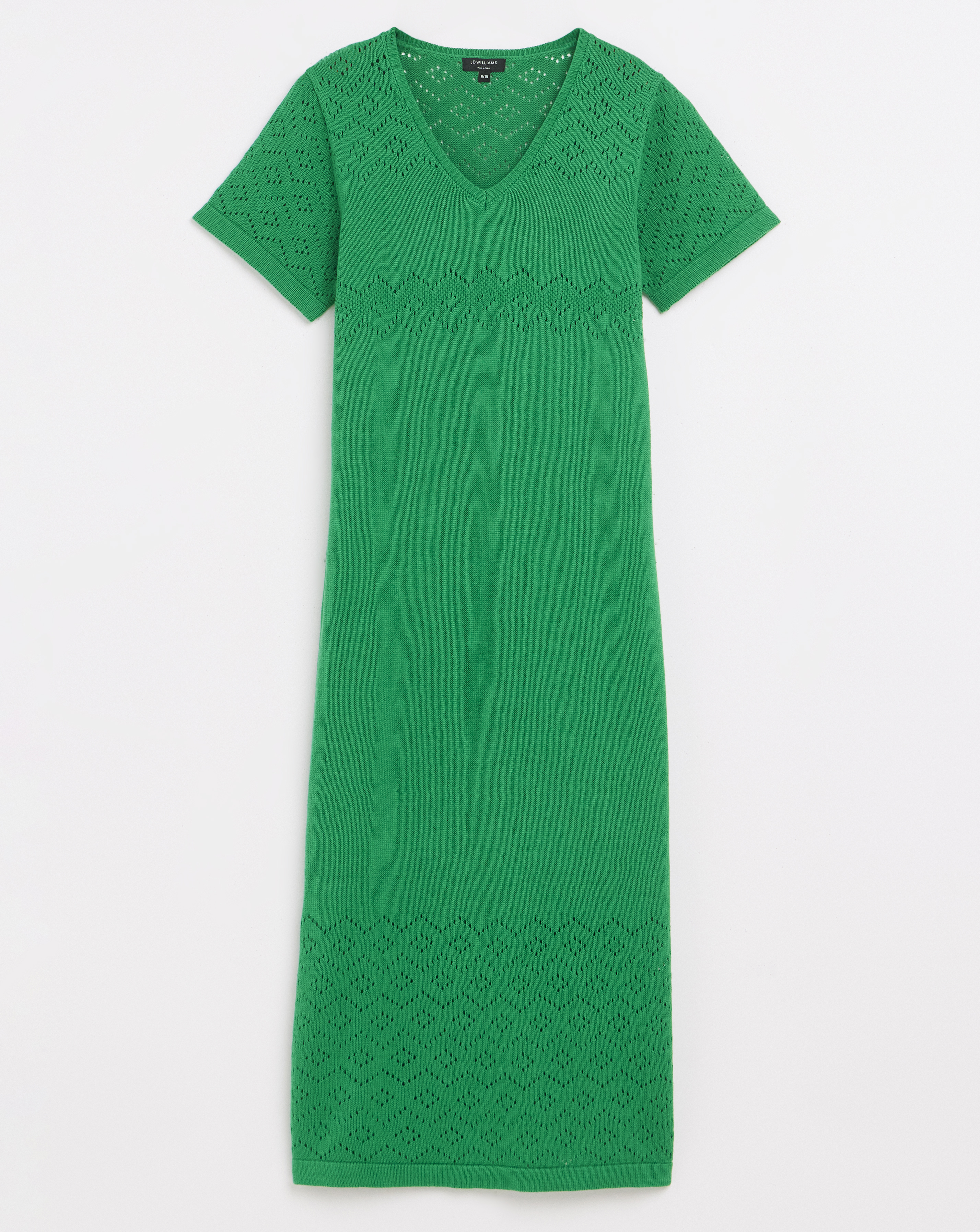 Short Sleeve V Neck Midi Dress