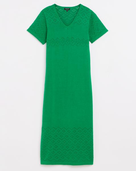 Short Sleeve V Neck Midi Dress
