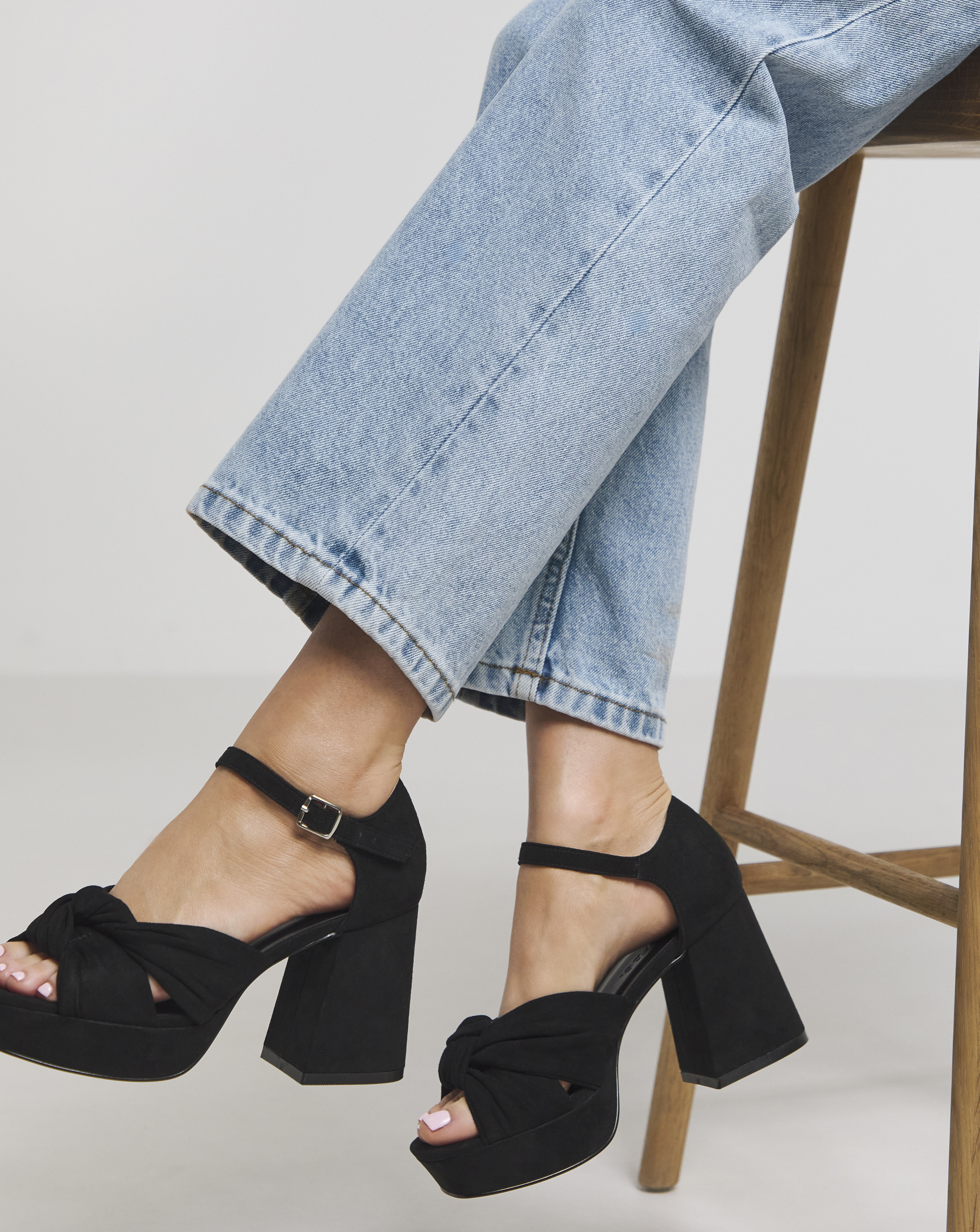 Knot Detail Platform Sandal Ex Wide Fit