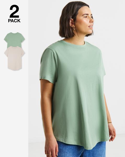 2 Pack Curved Hem Longline T-Shirts
