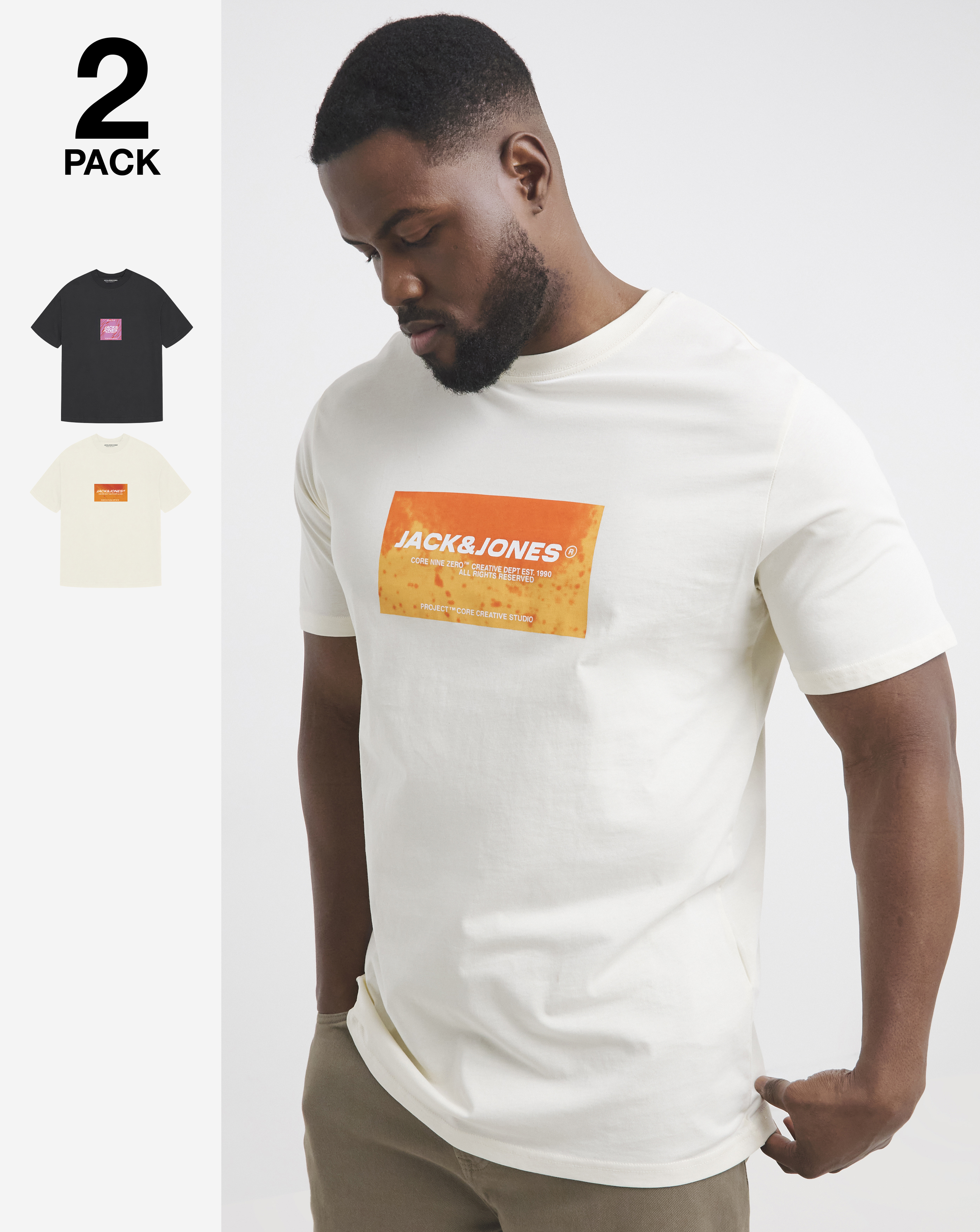 Jack & Jones Charge Logo T-Shirt 2 Pack