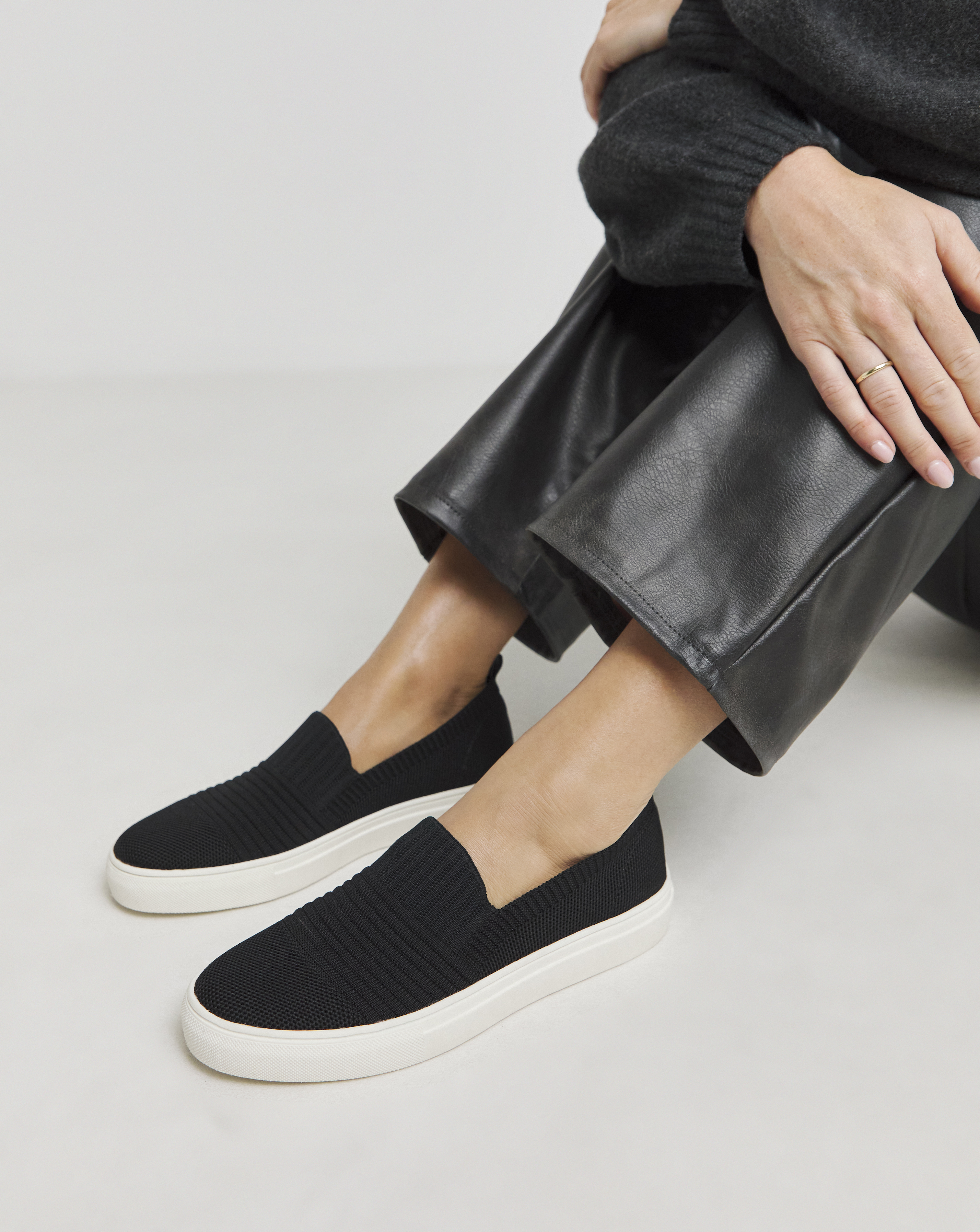 Stretch Textile Slip On Trainer Wide Fit