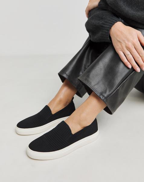 Stretch Textile Slip On Trainer Wide Fit
