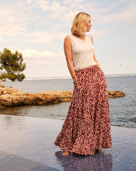 Crinkle Tiered Maxi Skirt