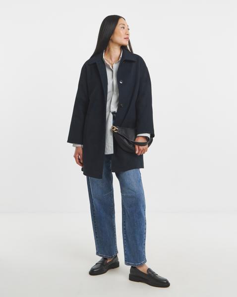 High Collar Button Front Lined Coat
