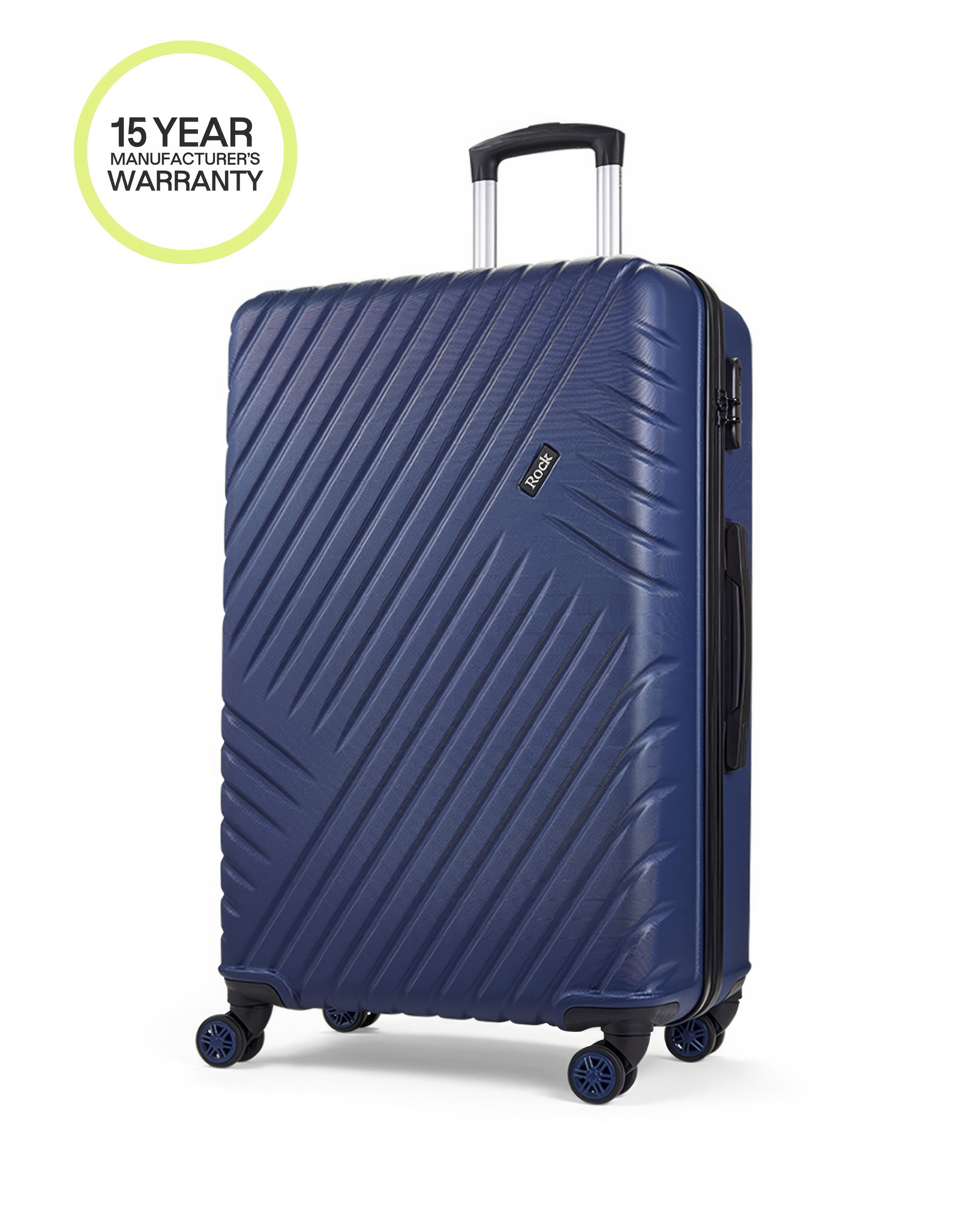 Rock Santiago Large Suitcase - Navy - ABS - Telescopic Handle - 8 Wheels - Combination Lock