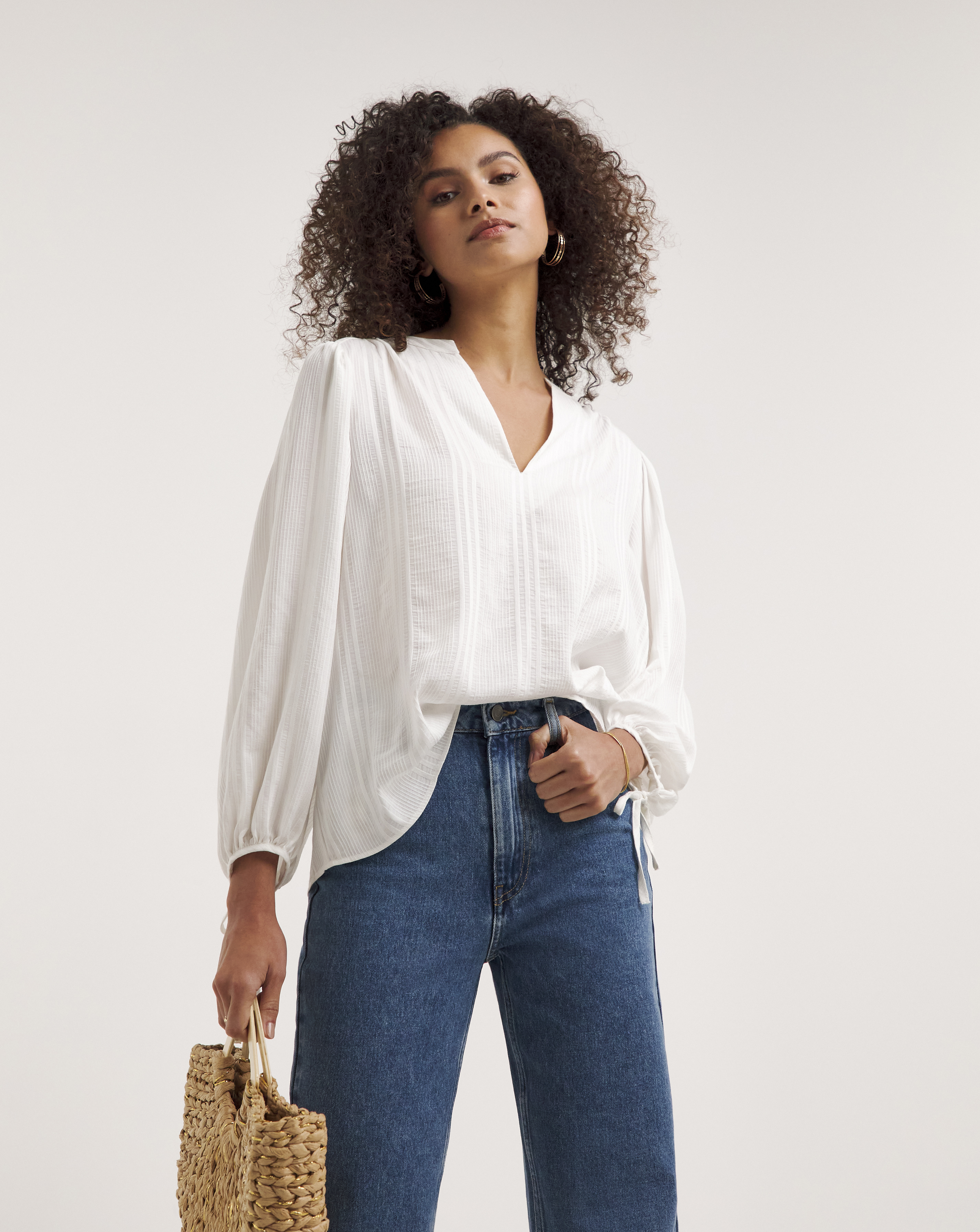 Ro&Zo Texture Balloon Sleeve Top