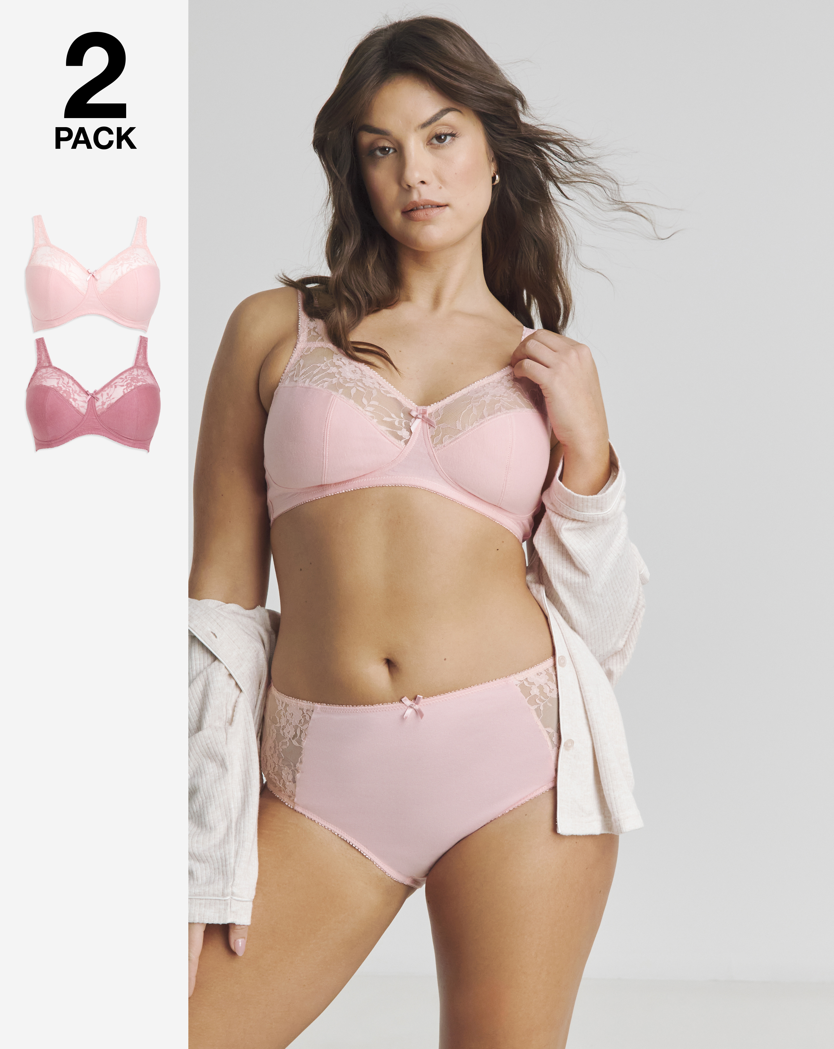 2 Pack Non Wired Full Cup Bras