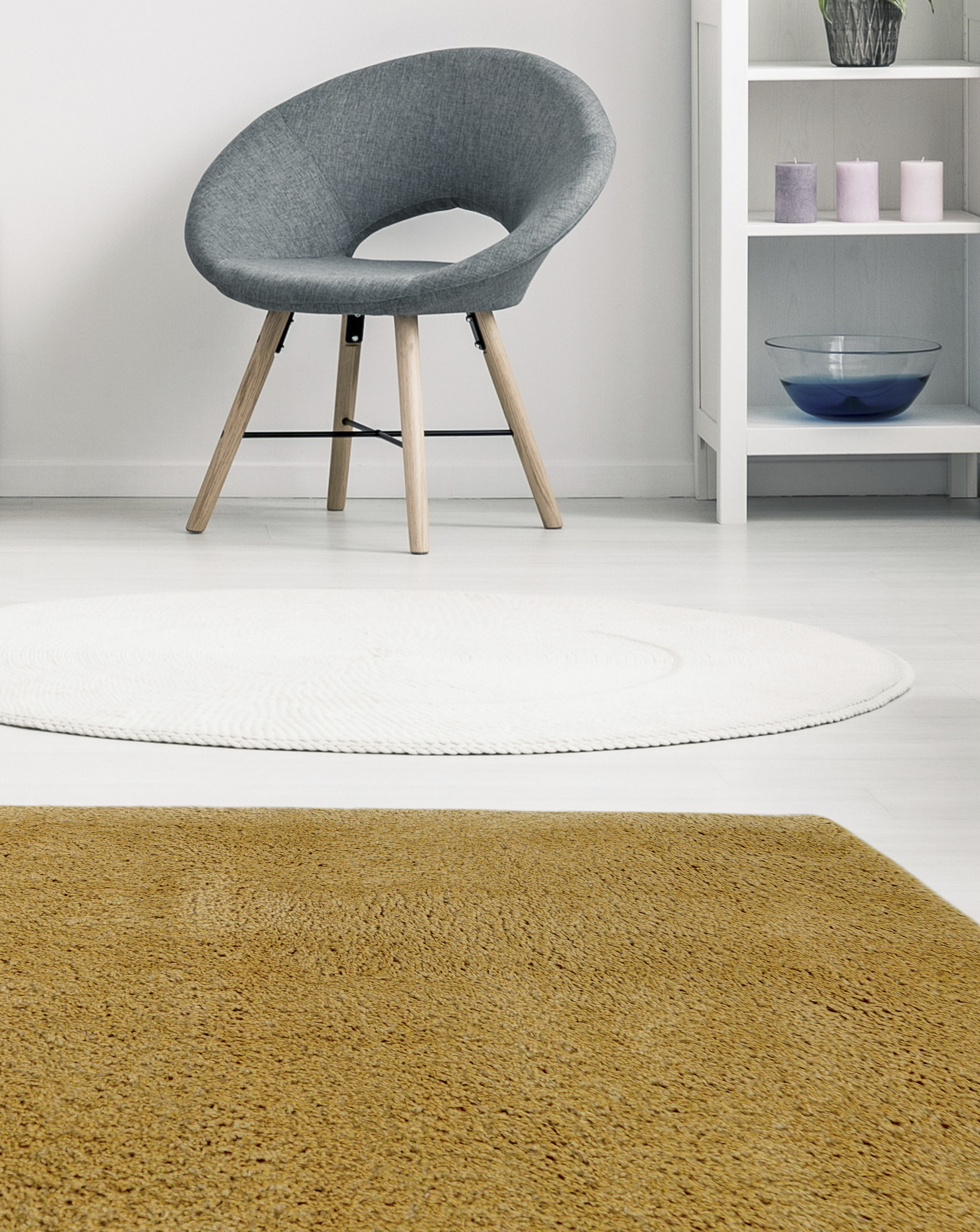 Homemaker Ochre Snug Plain Shaggy Cosy Rug - 120X170
