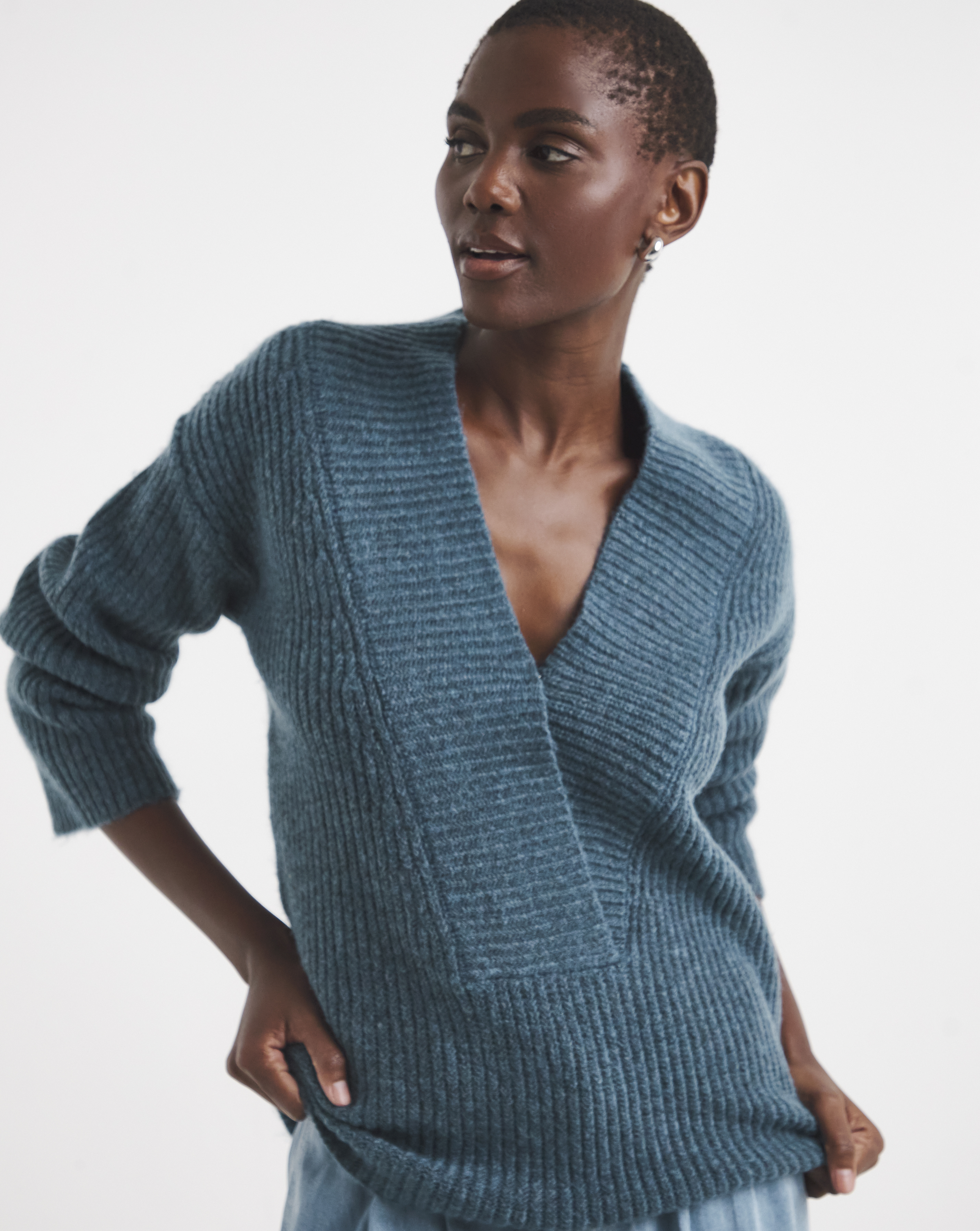 Deep V Neck Knitted Jumper