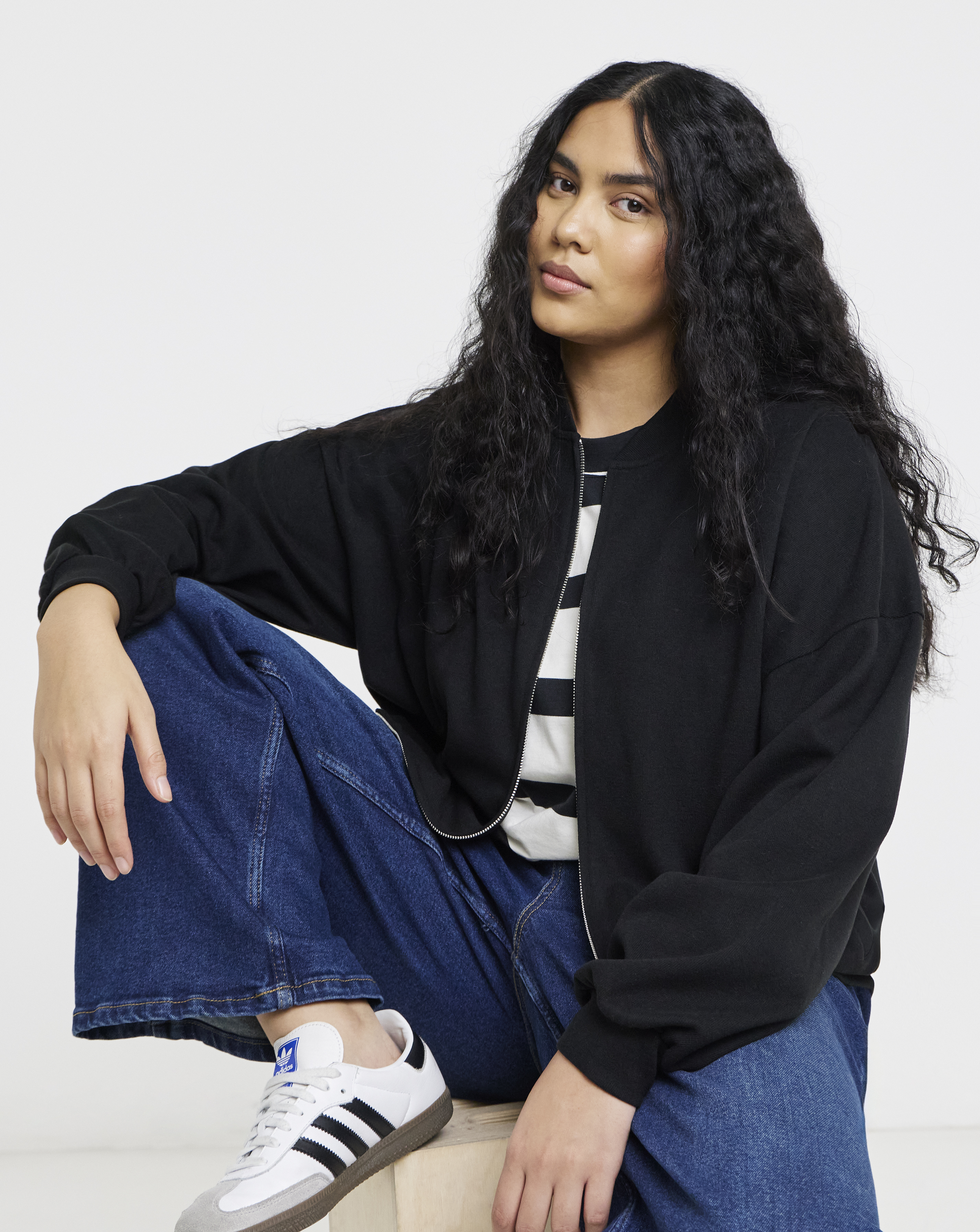 Cut & Sew Zip Up Bomber Jacket