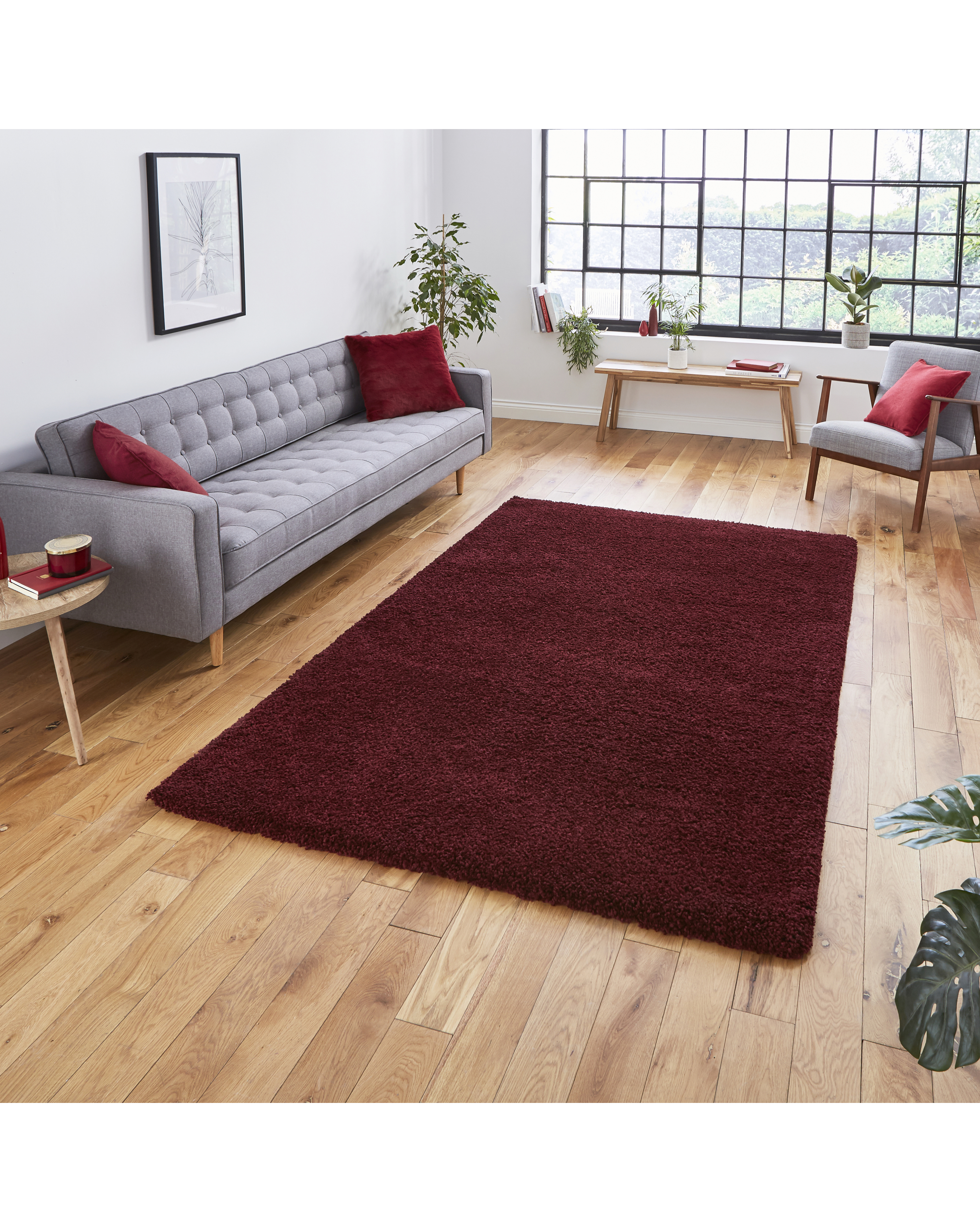 Think Rugs Ruby Sierra Plain Shaggy Rug