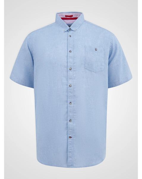 D555 Clarke Blue Linen Mix S/S Shirt