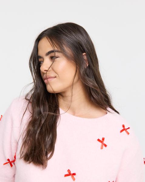 Embroidered Bow Knitted Jumper