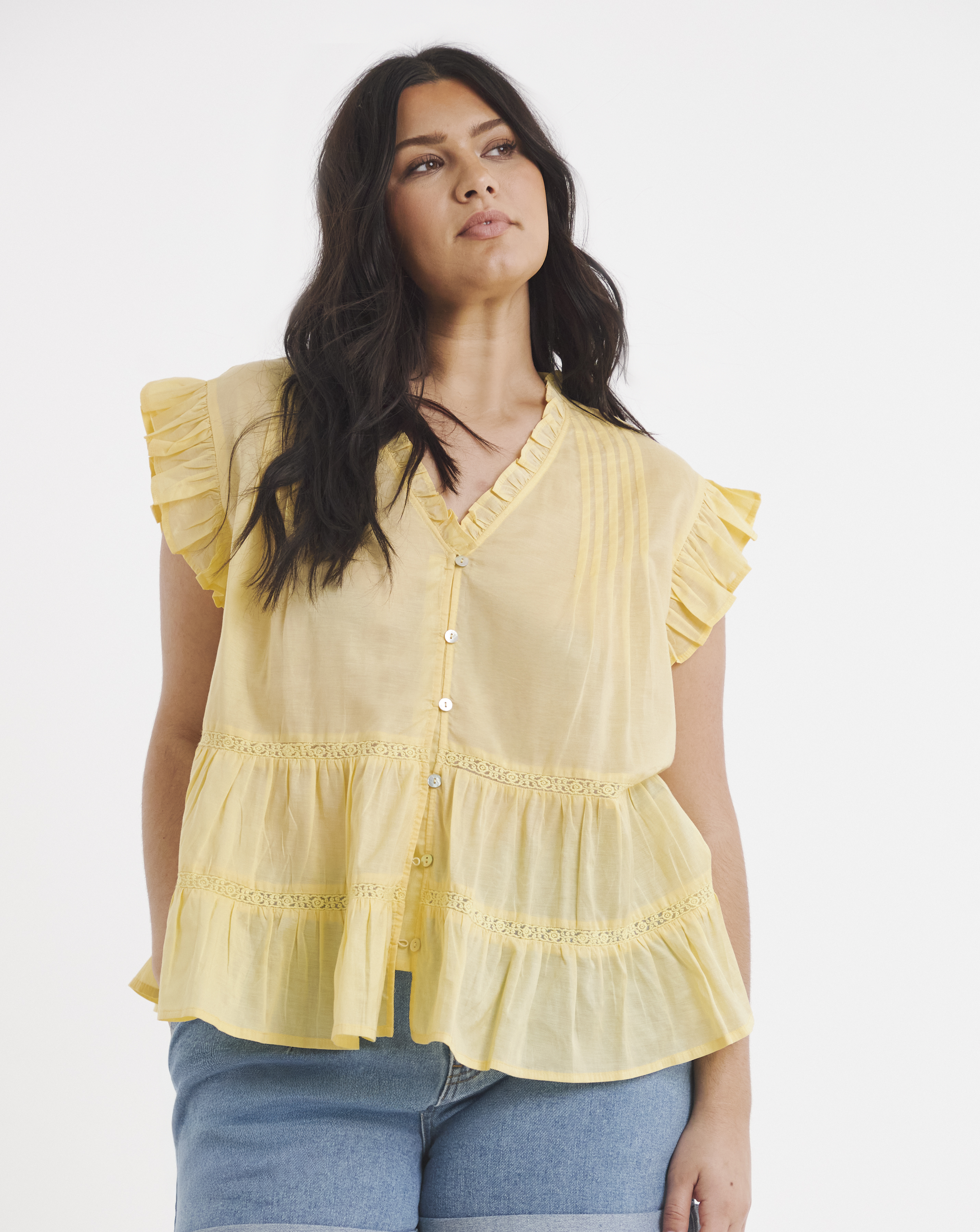 Yellow Tiered Blouse