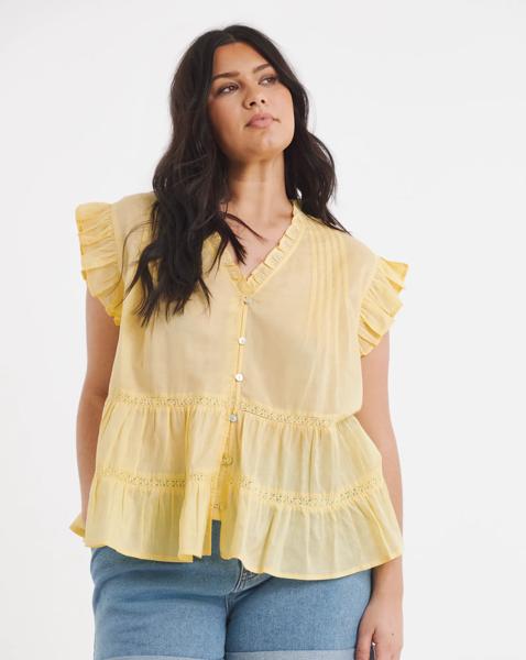 Yellow Tiered Blouse - Yellow