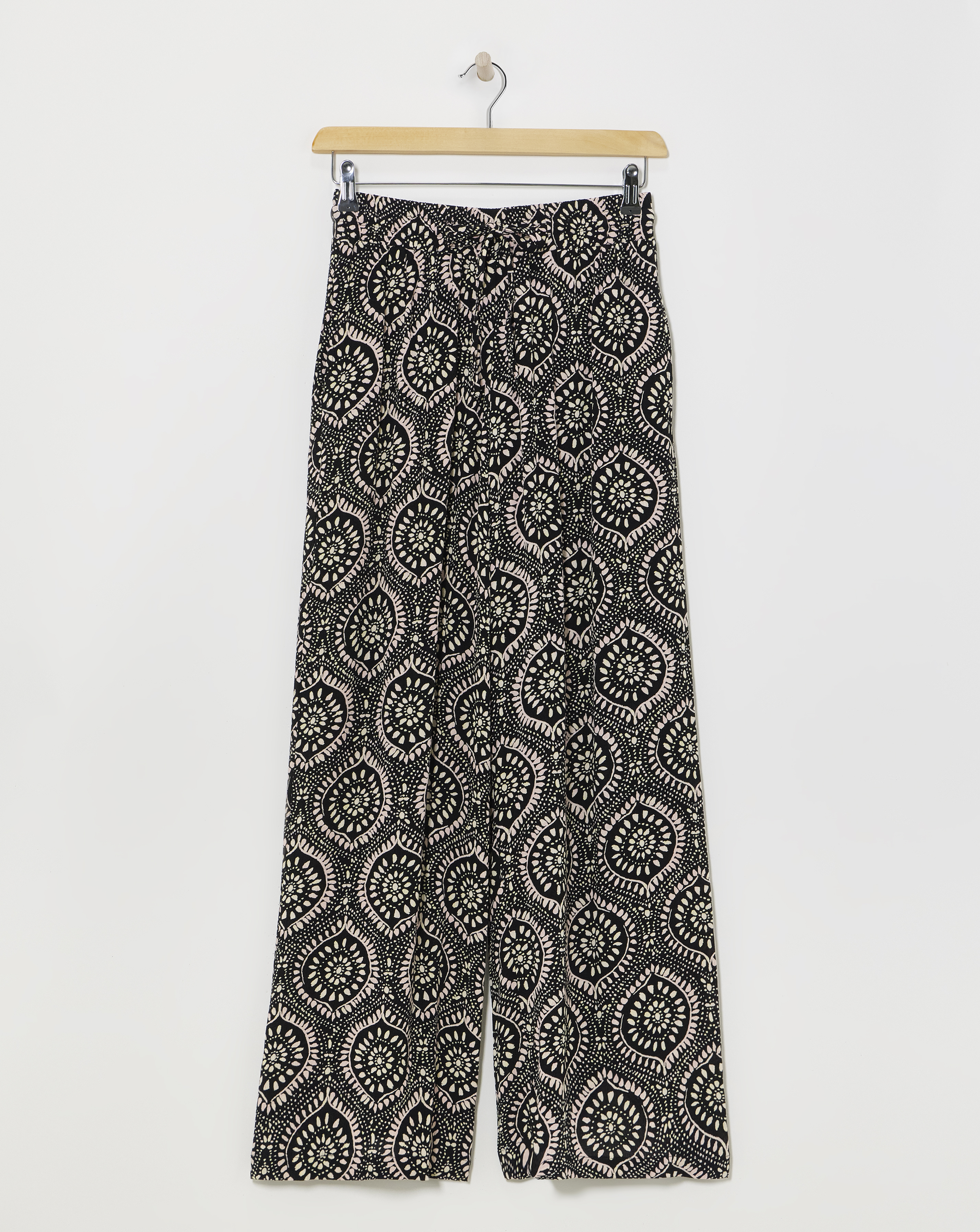 Crinkle Shirred Waist Wide Leg Trousers