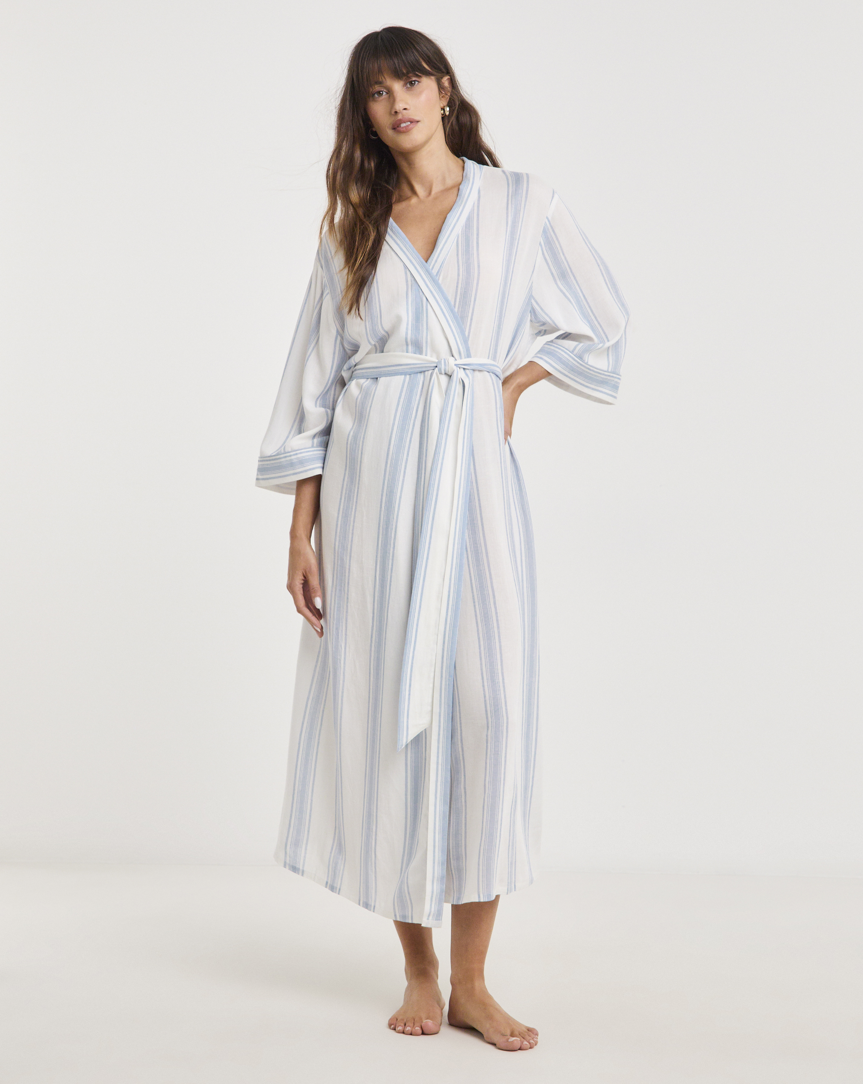 Linen Stripe Midi Gown