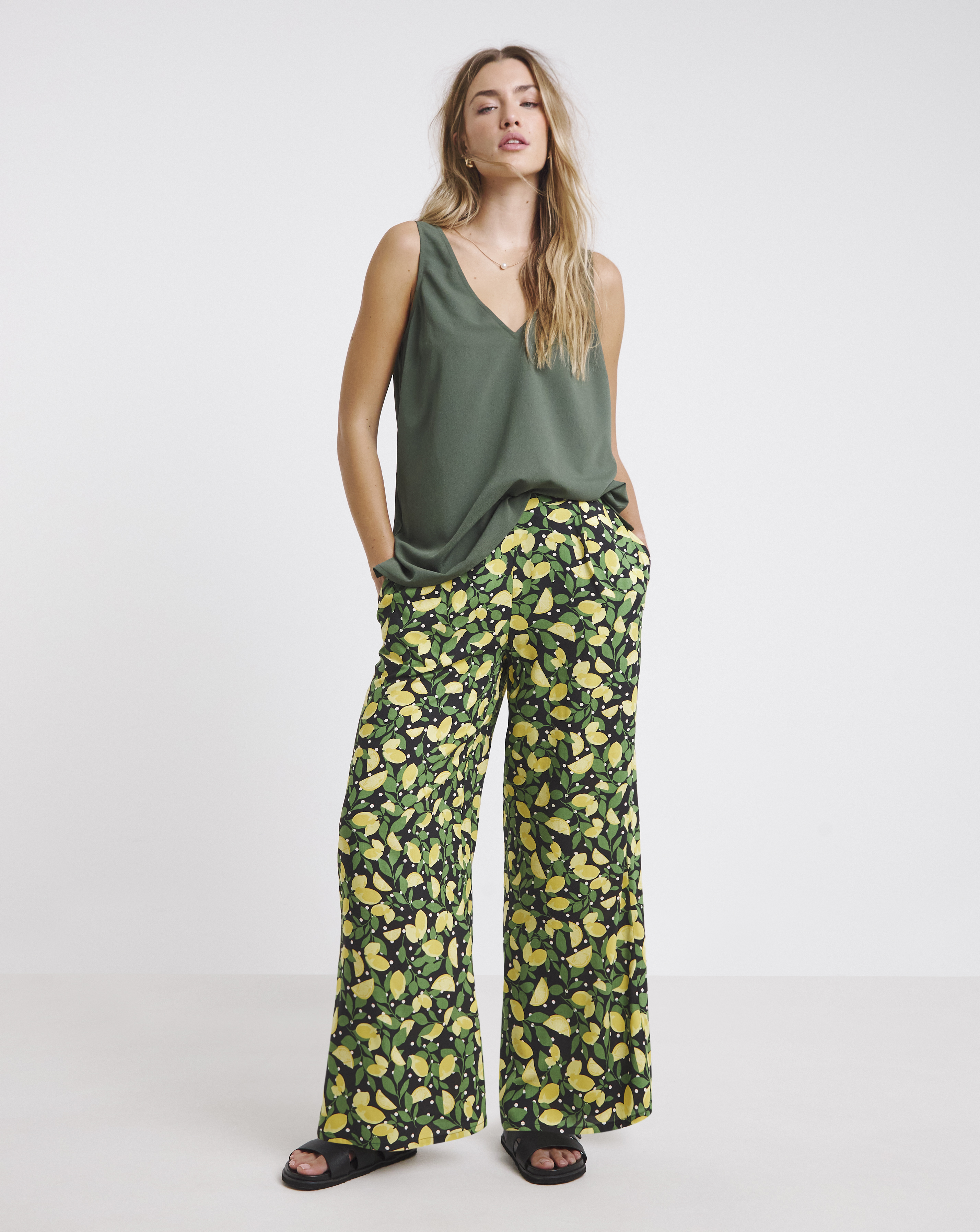 Wide Leg Spun Viscose Trousers
