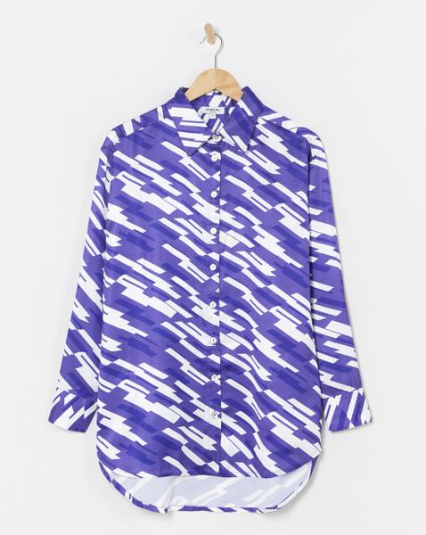 Geo Print Relaxed Satin Shirt
