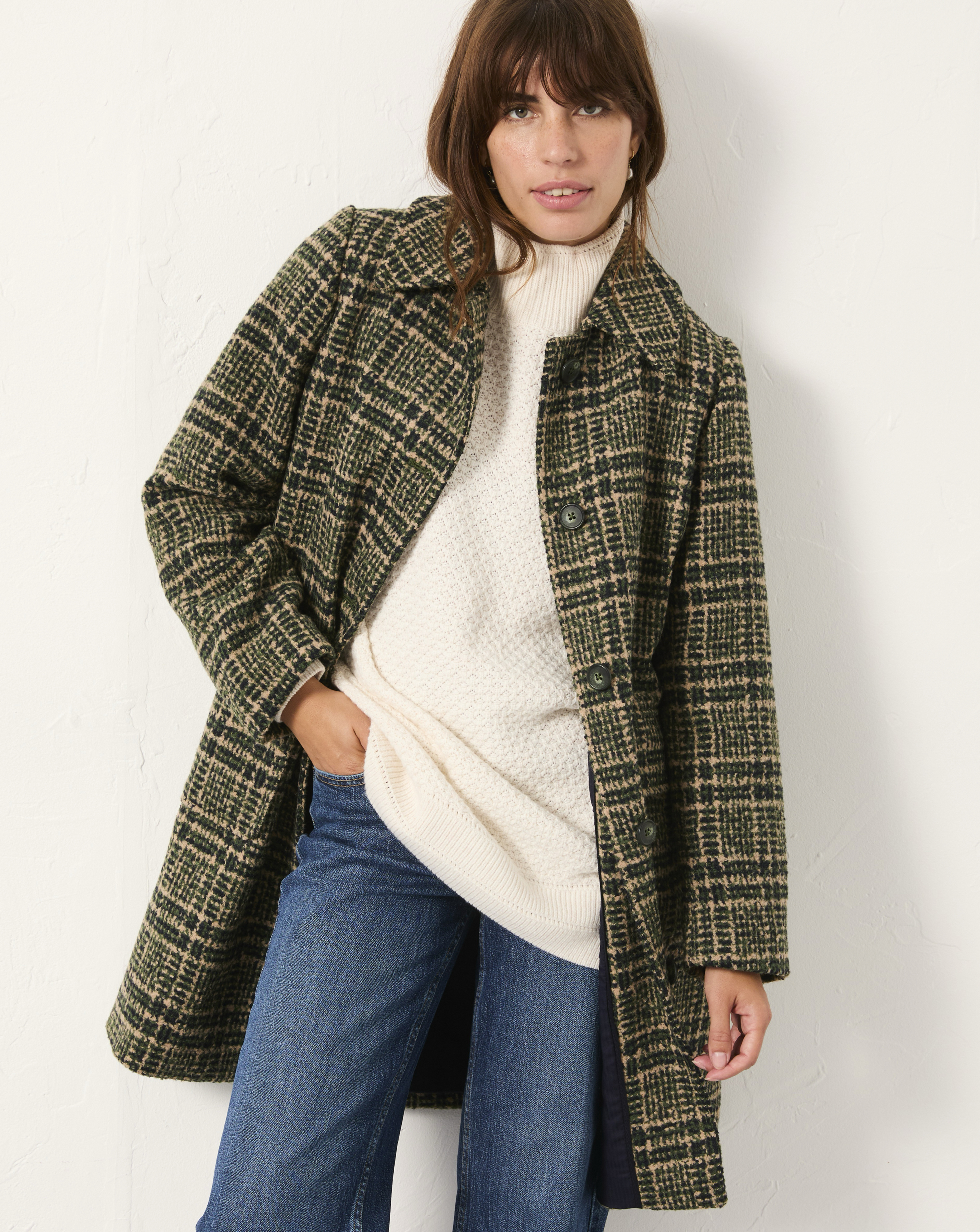 Fatface Green Jade Wool Coat - Size 22