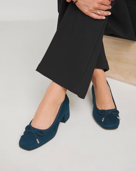 Block Heel Ballet Court Shoe Ex Wide Fit