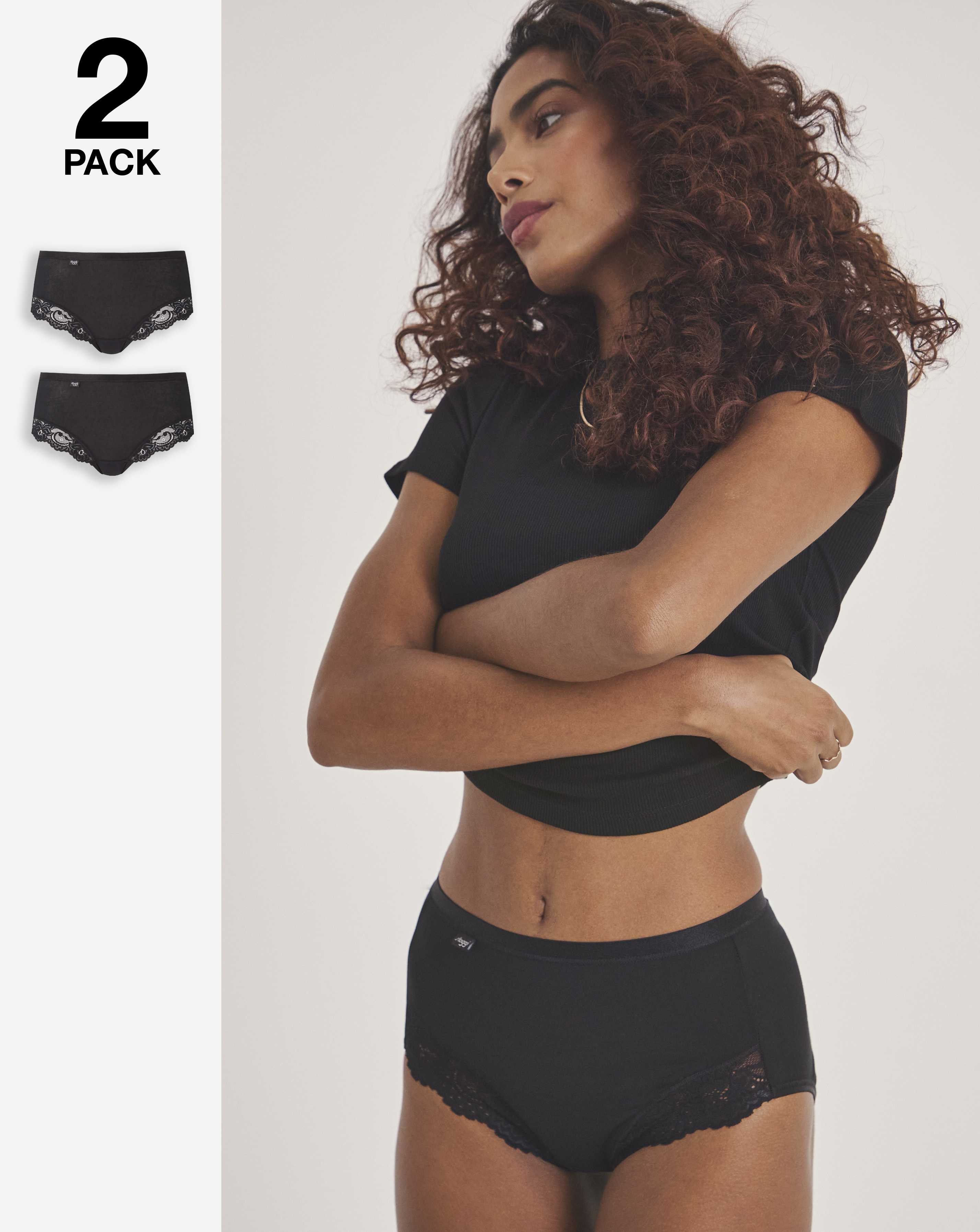 Sloggi 2Pk Romance Maxi Knickers Black