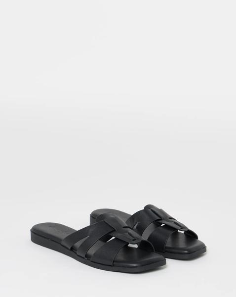 Woven Flat Mule Sandals Wide