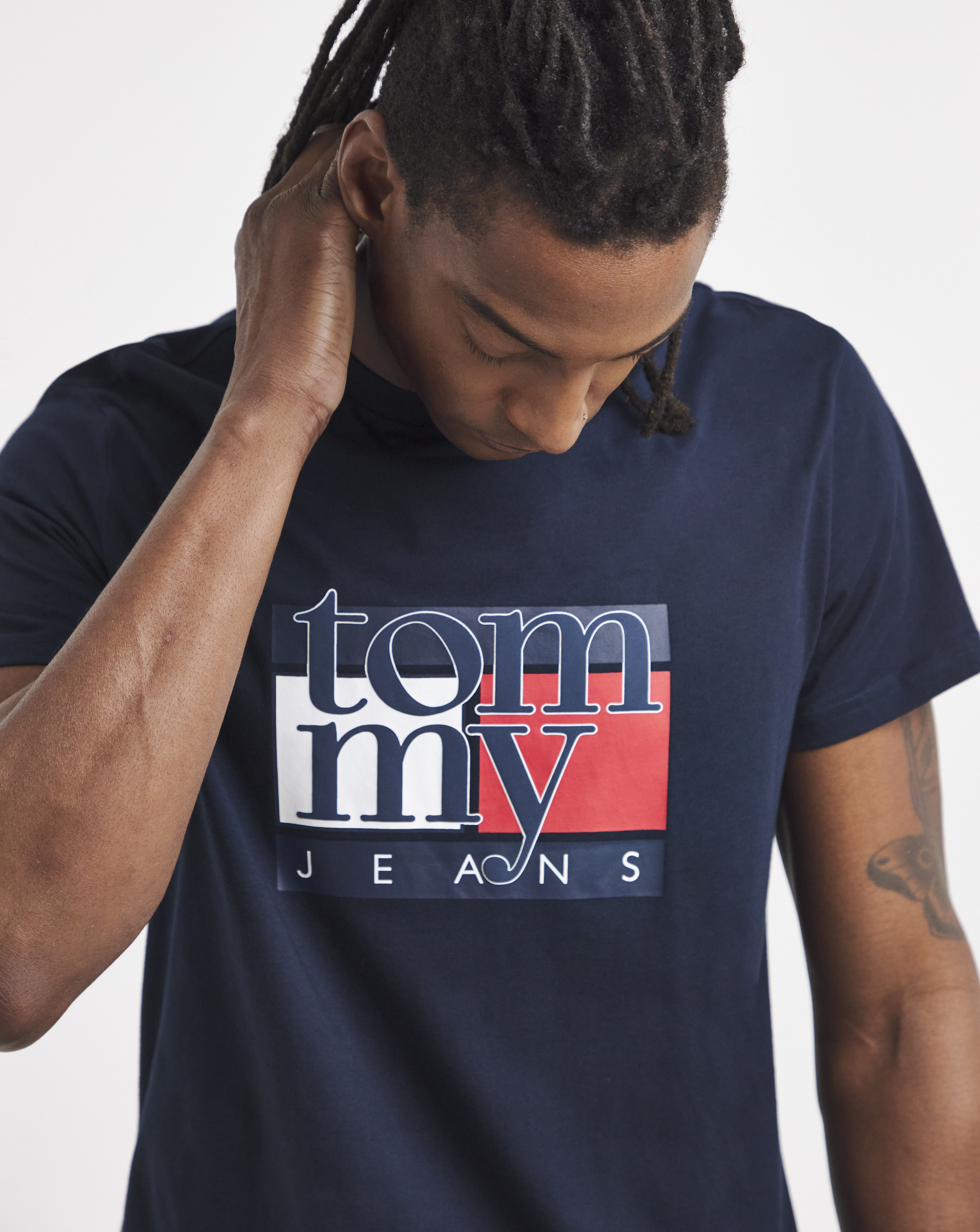 Tommy Jeans Slim Flag T-Shirt - Navy