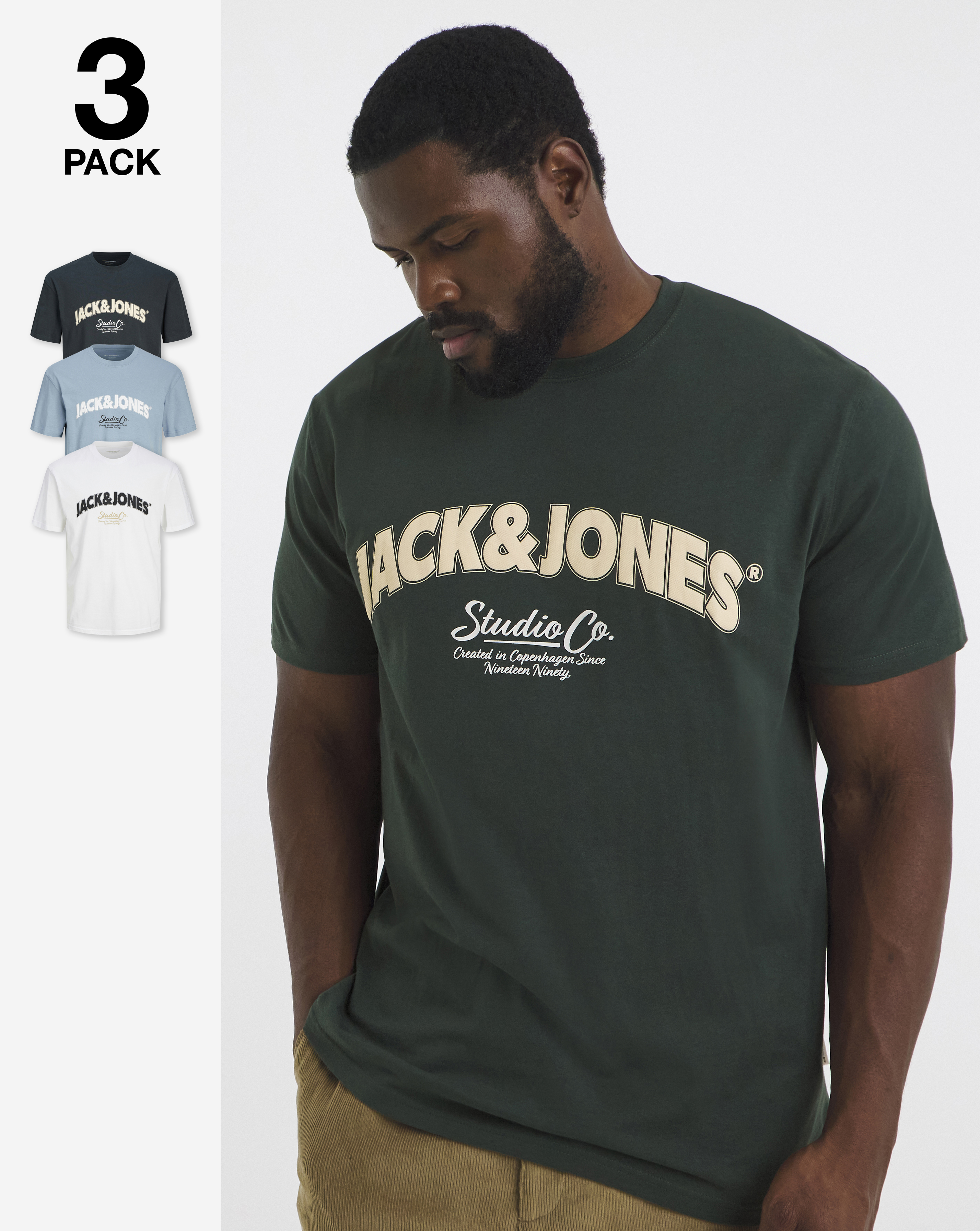 Jack & Jones Bronx Logo T-Shirt 3 Pack