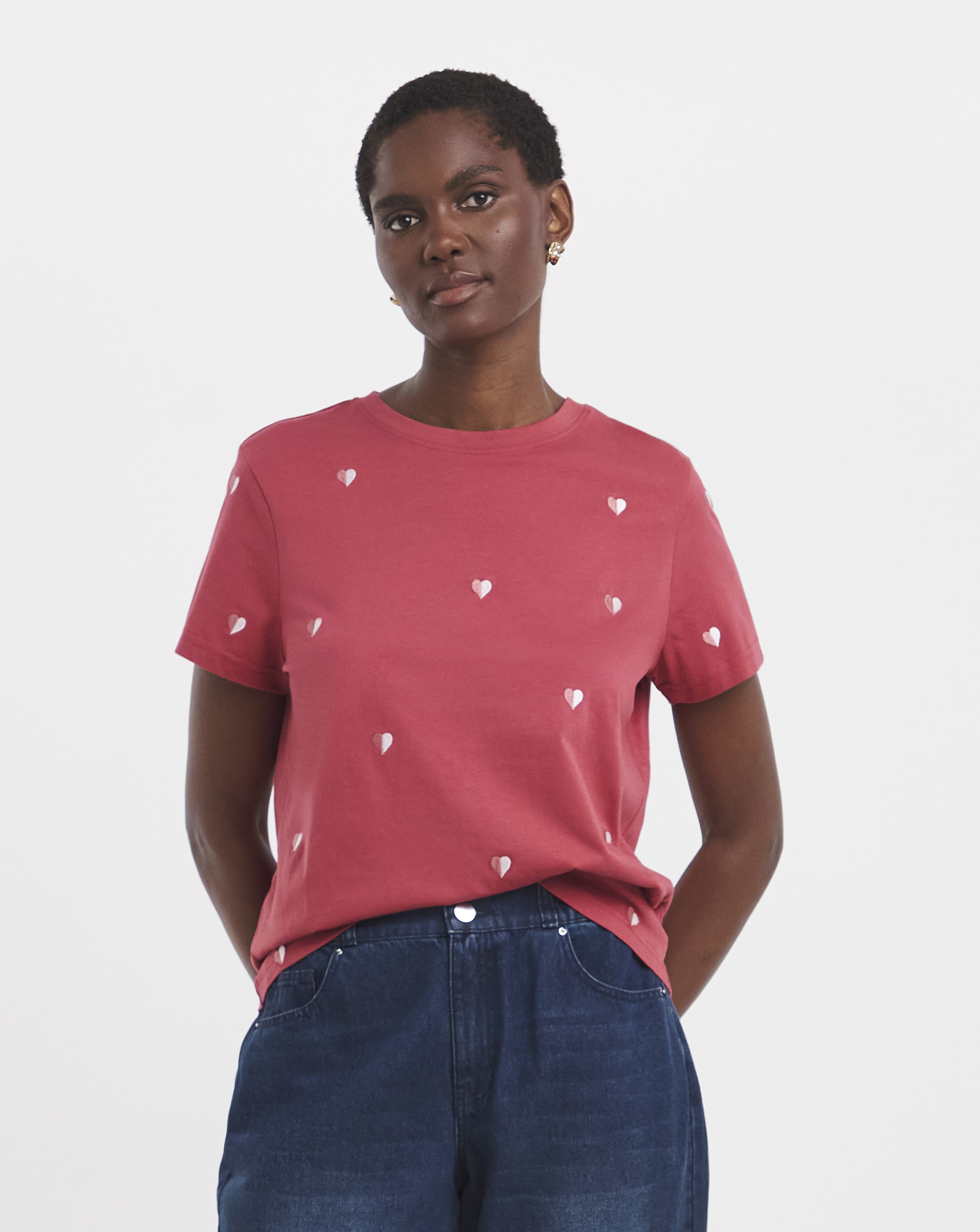 Heart Embroidered T-Shirt