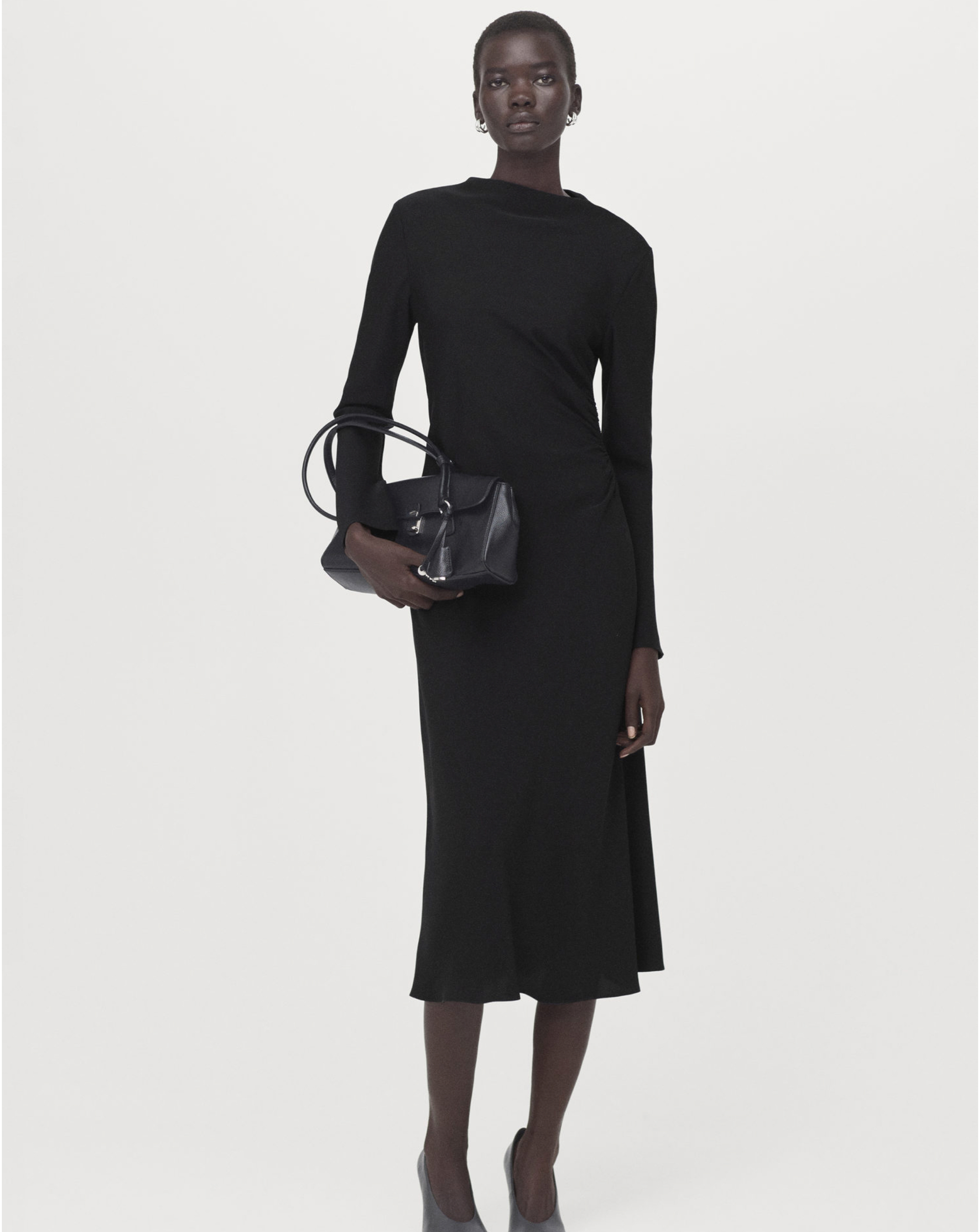 Mango Ruched Midi Dress