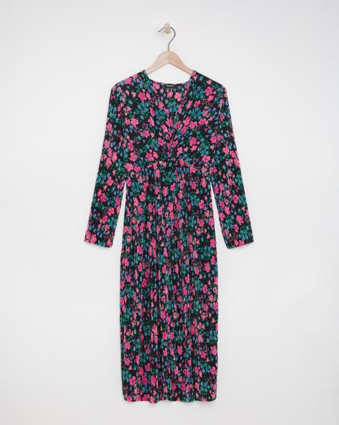 Simply Be - Women's Twist Front Plisse Midi Dress - Size 10 - Black floral