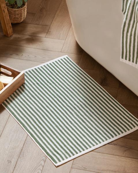 Yard Hebden Stripe Cotton Bathmat - Forest