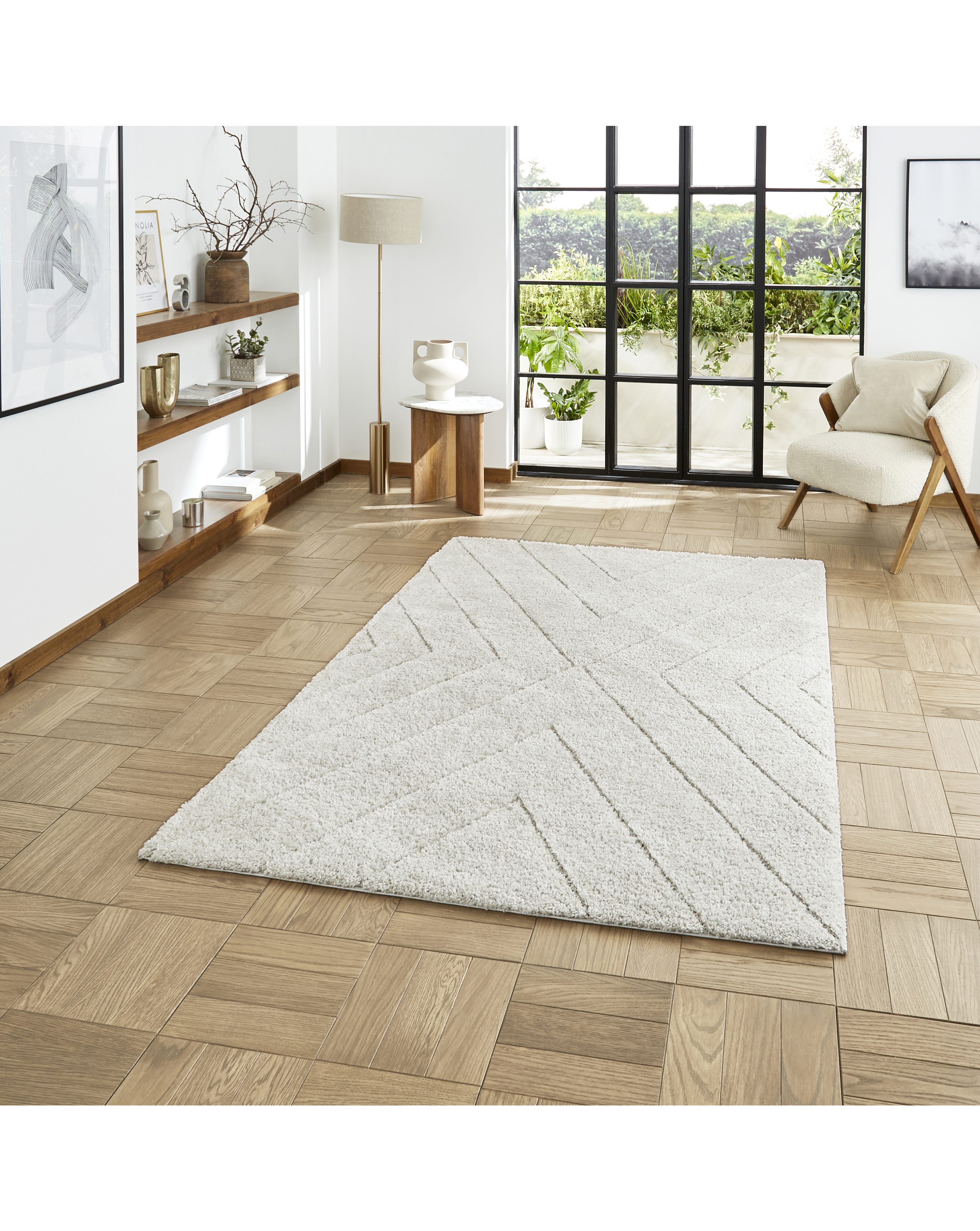Think Rugs Silver Ideal Shaggy Berber Rug 200X290