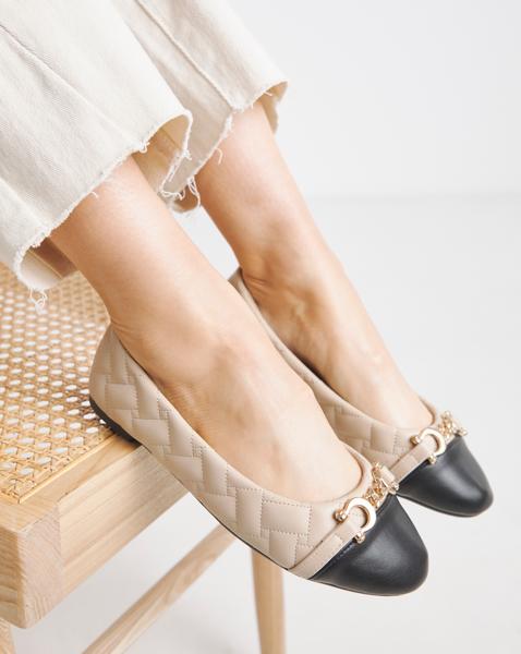 Quilted Ballerina with Trim Ex Wide - Stone