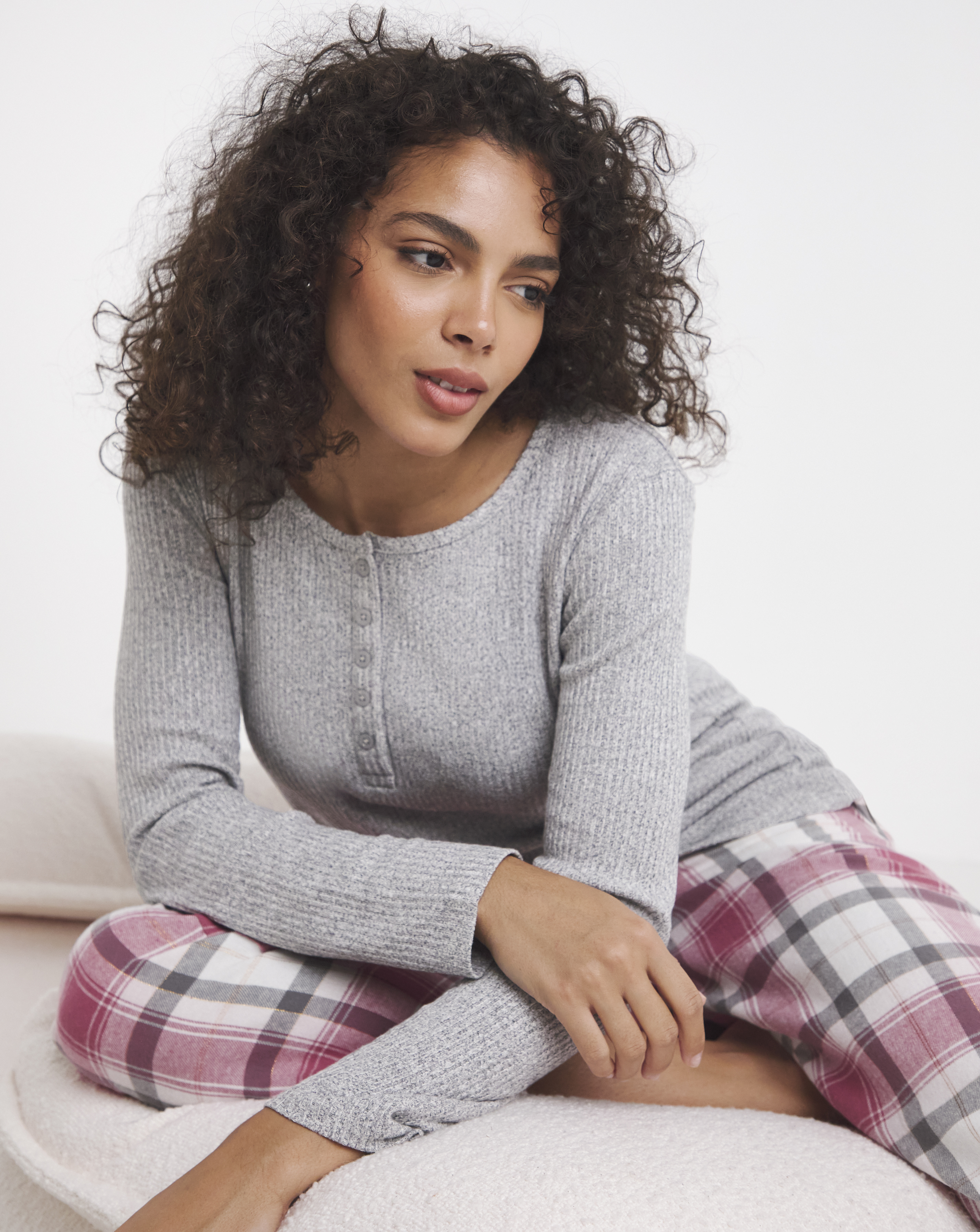 Pretty Secrets Check Henley PJ Set